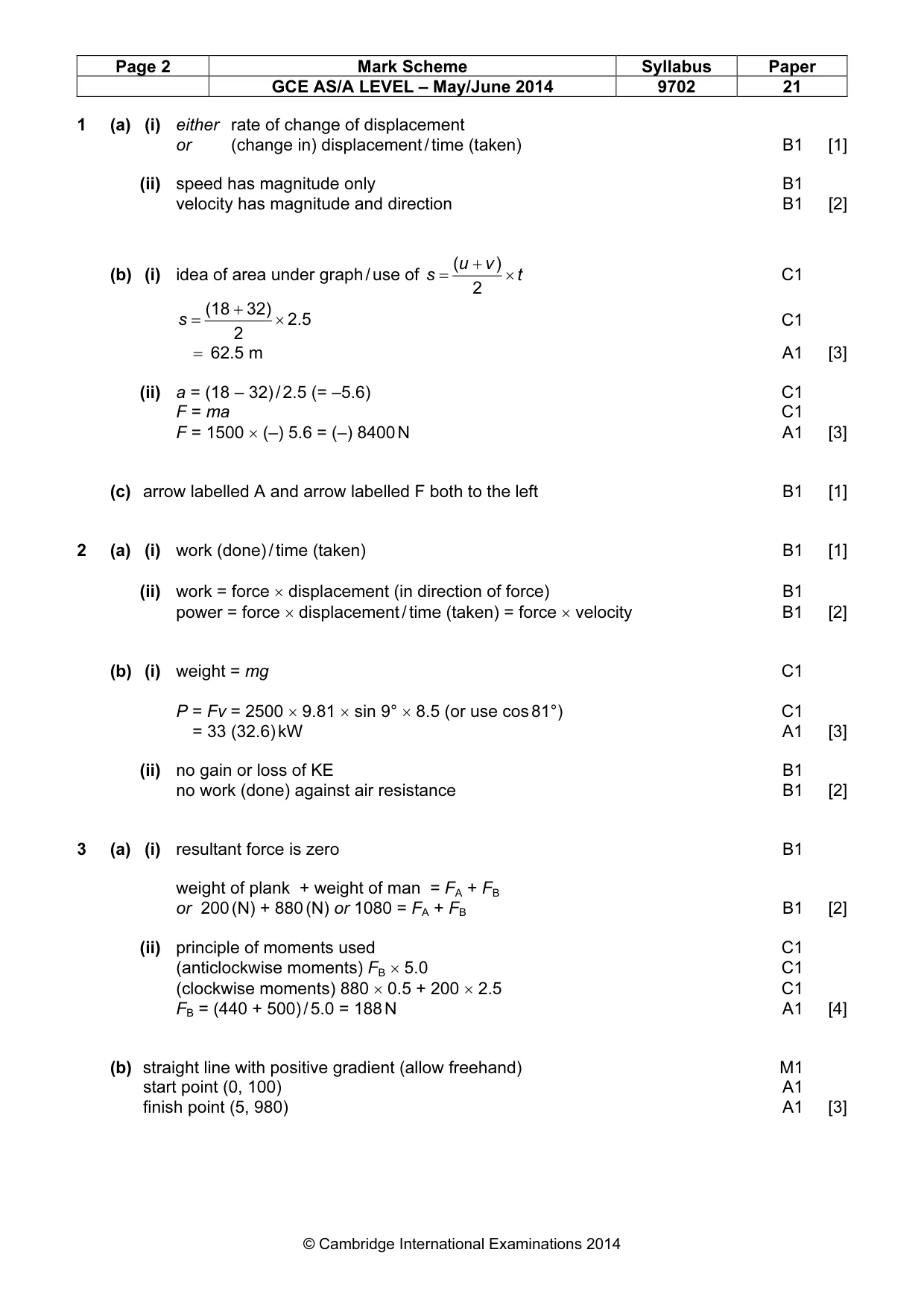 Mark scheme, page 2 of 4