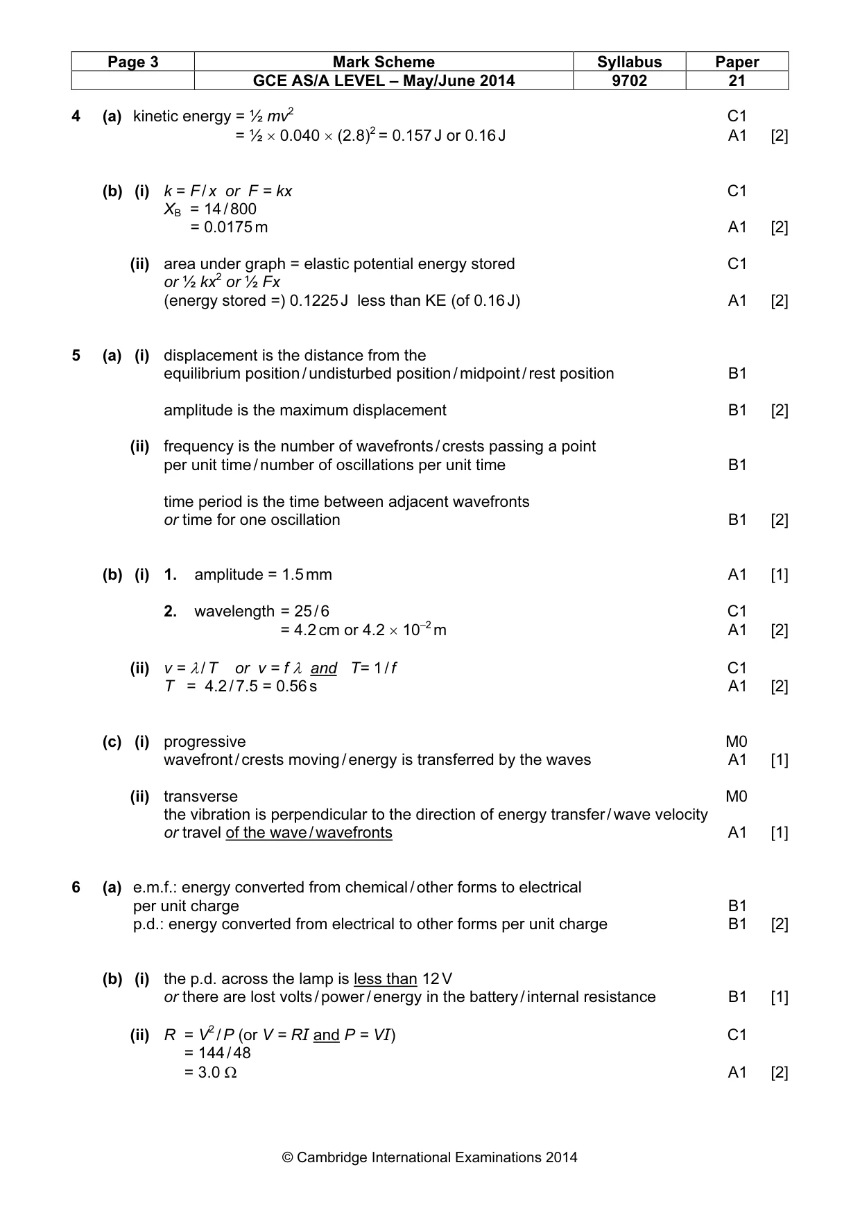 Mark scheme, page 3 of 4