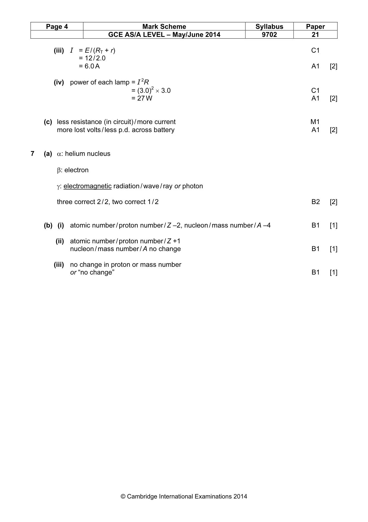 Mark scheme, page 4 of 4
