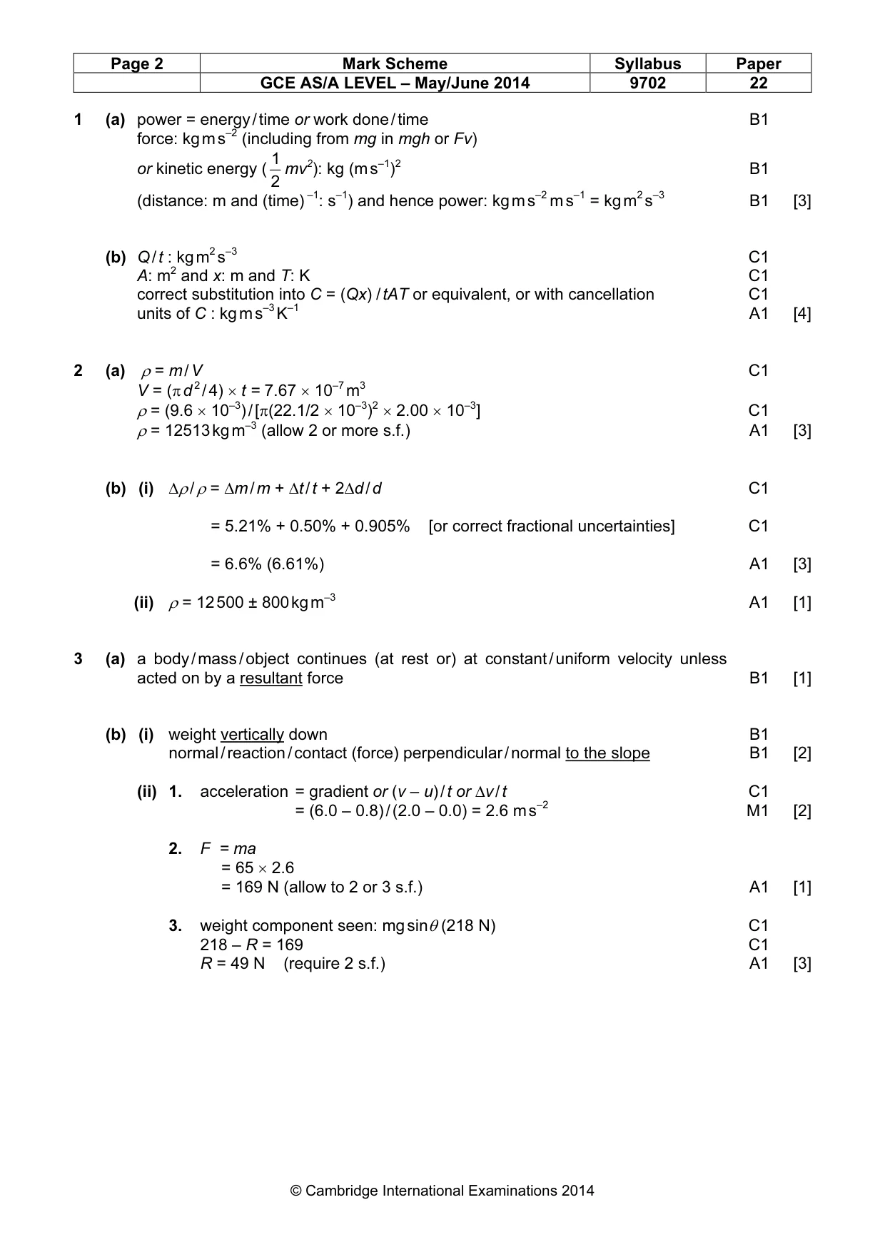 Mark scheme, page 2 of 4