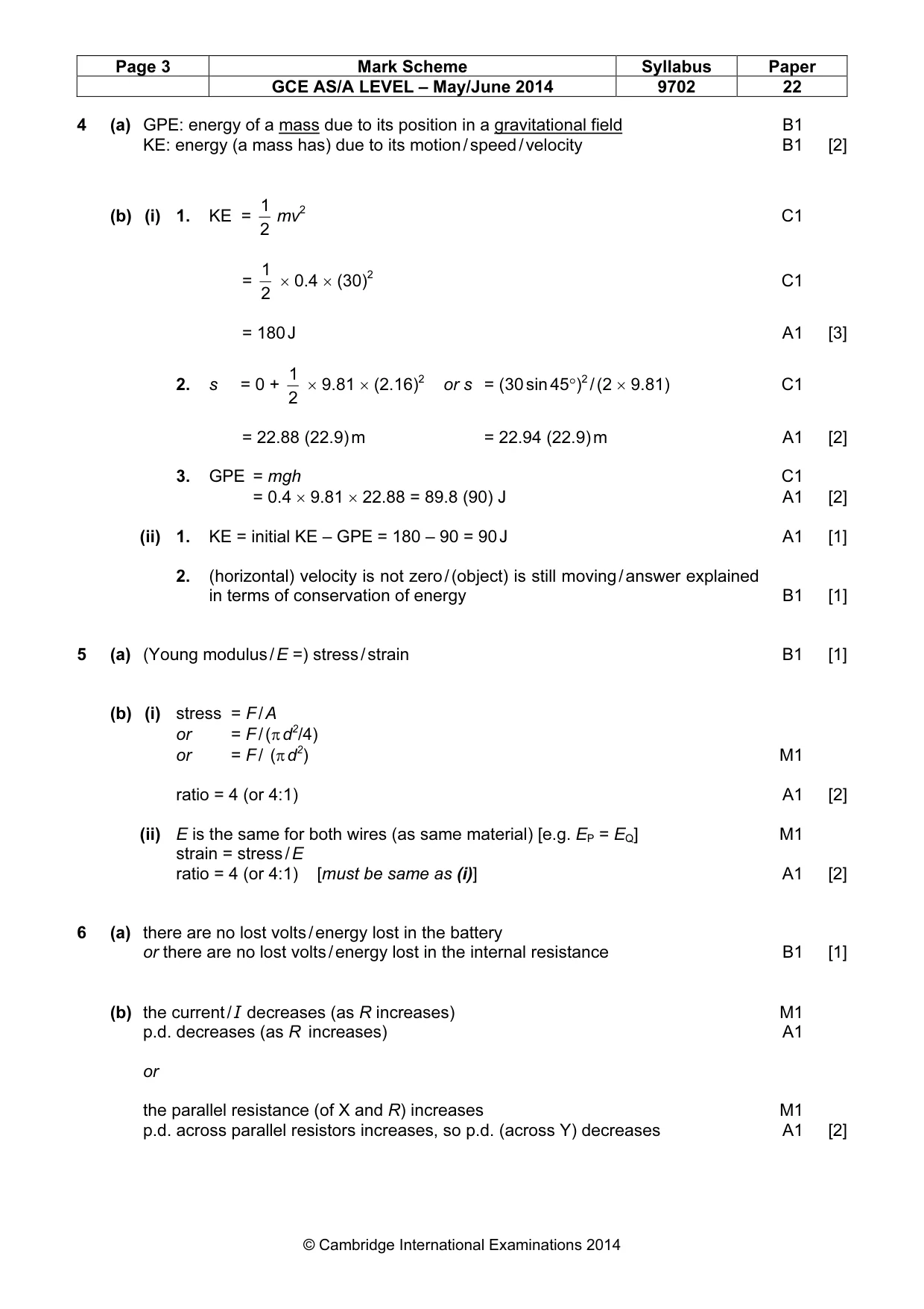 Mark scheme, page 3 of 4