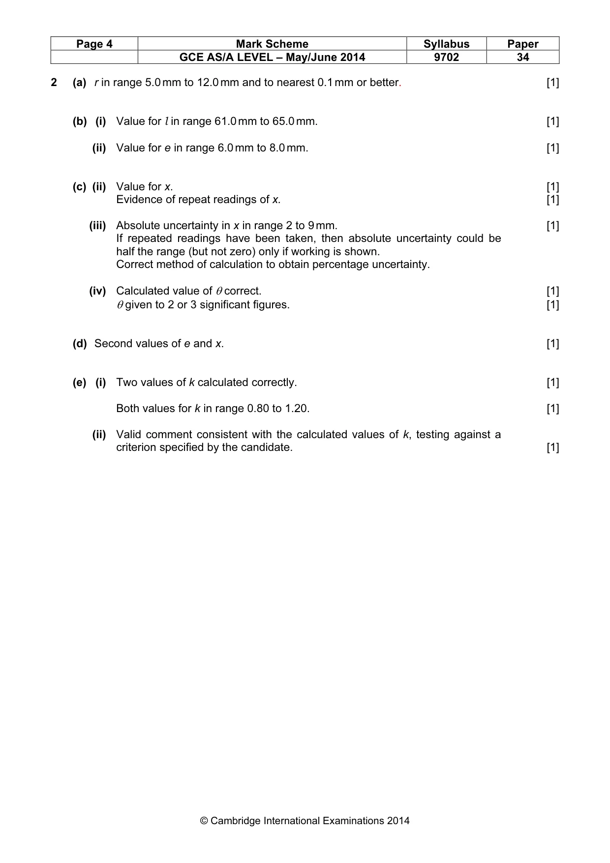 Mark scheme, page 4 of 5