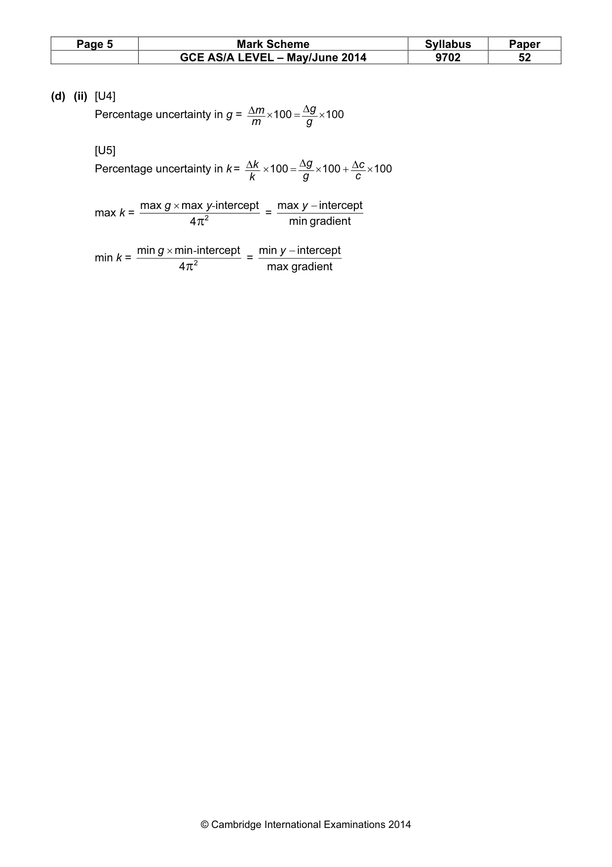Mark scheme, page 5 of 5