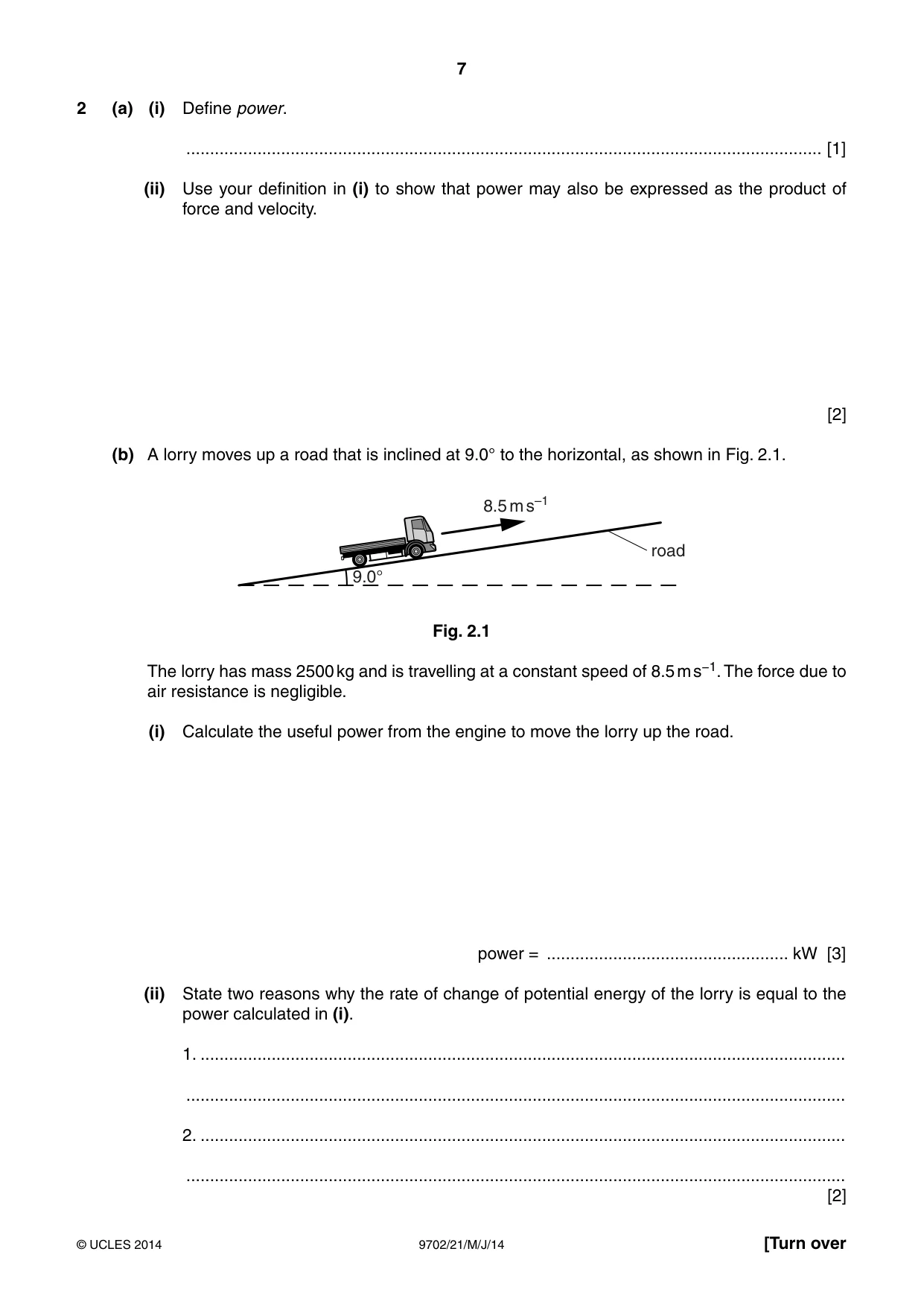 Cambridge A Level Physics 9702 2014 May/June Paper 2 · Variant 1 question paper, page 7 of 16
