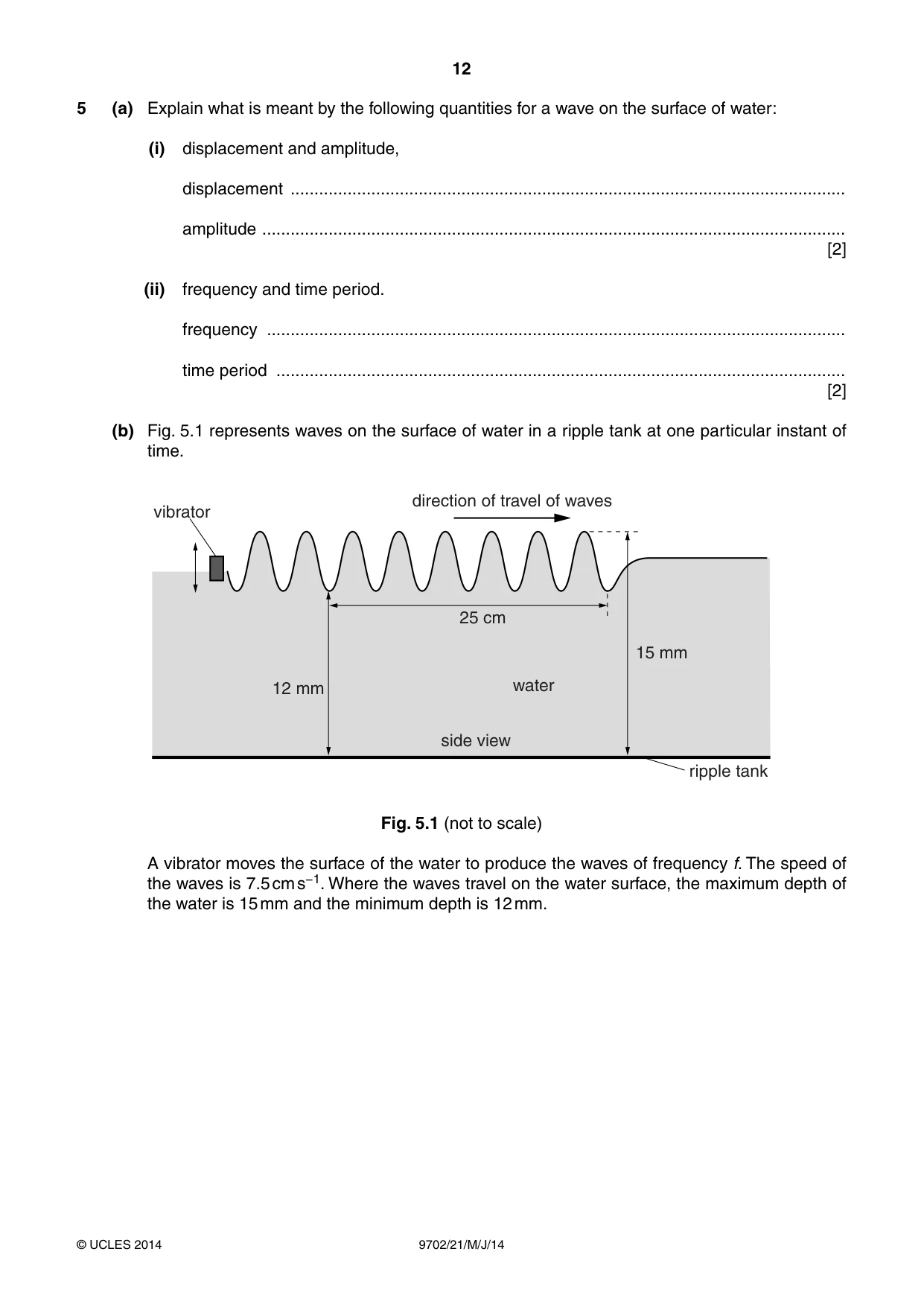 Cambridge A Level Physics 9702 2014 May/June Paper 2 · Variant 1 question paper, page 12 of 16