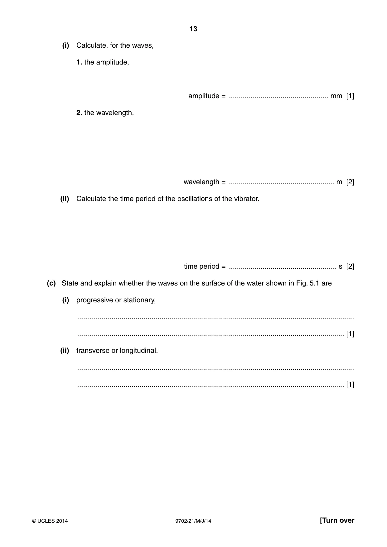 Cambridge A Level Physics 9702 2014 May/June Paper 2 · Variant 1 question paper, page 13 of 16
