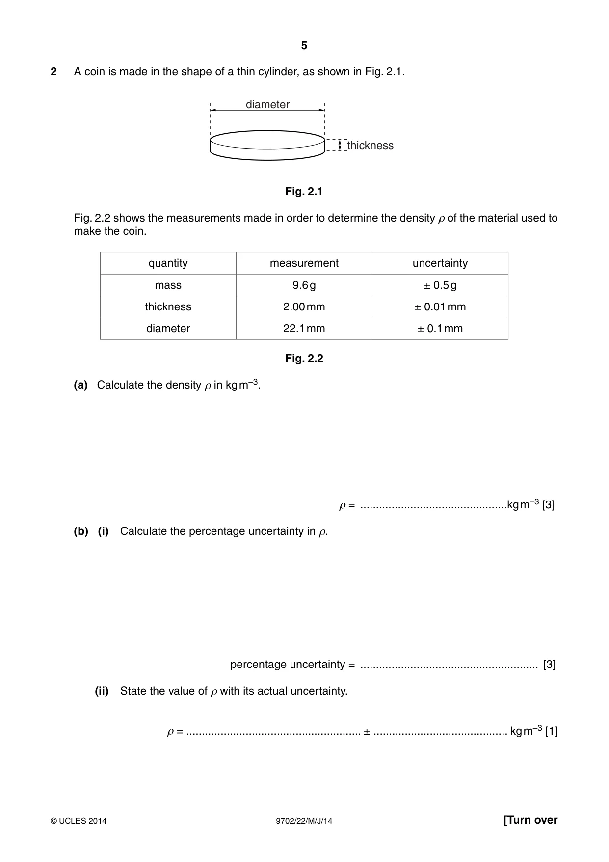 Cambridge A Level Physics 9702 2014 May/June Paper 2 · Variant 2 question paper, page 5 of 16