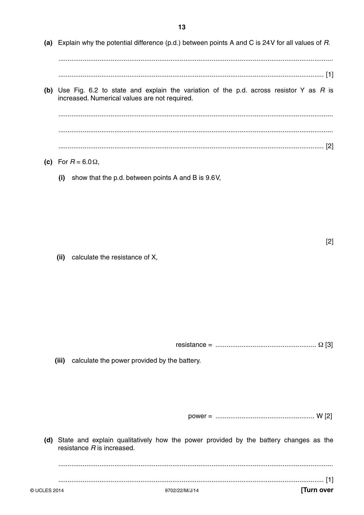 Cambridge A Level Physics 9702 2014 May/June Paper 2 · Variant 2 question paper, page 13 of 16