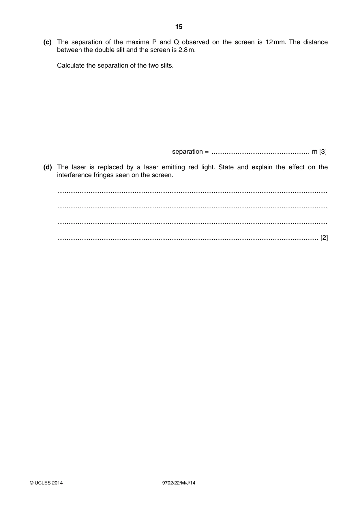 Cambridge A Level Physics 9702 2014 May/June Paper 2 · Variant 2 question paper, page 15 of 16