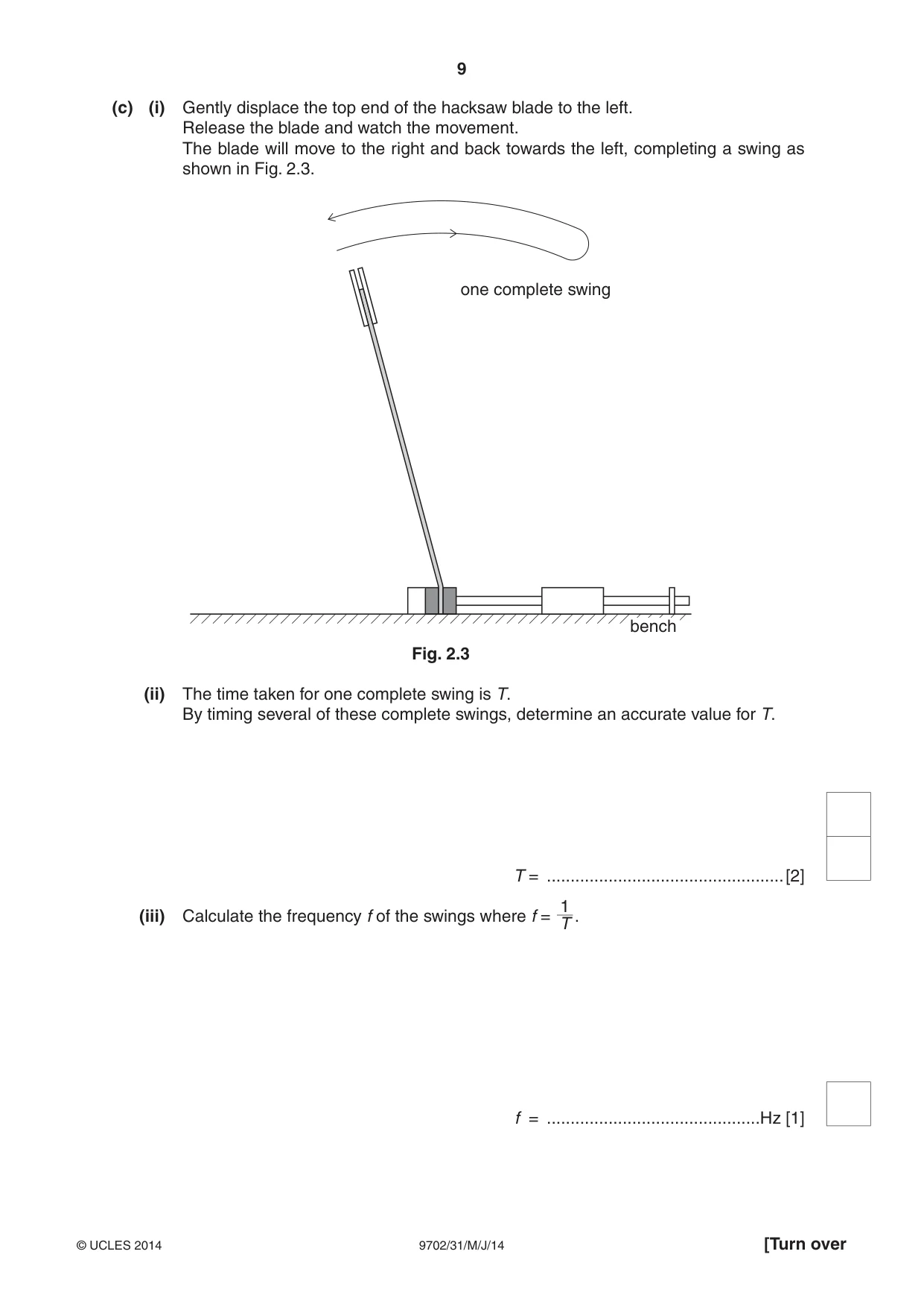 Cambridge A Level Physics 9702 2014 May/June Paper 3 · Variant 1 question paper, page 9 of 12