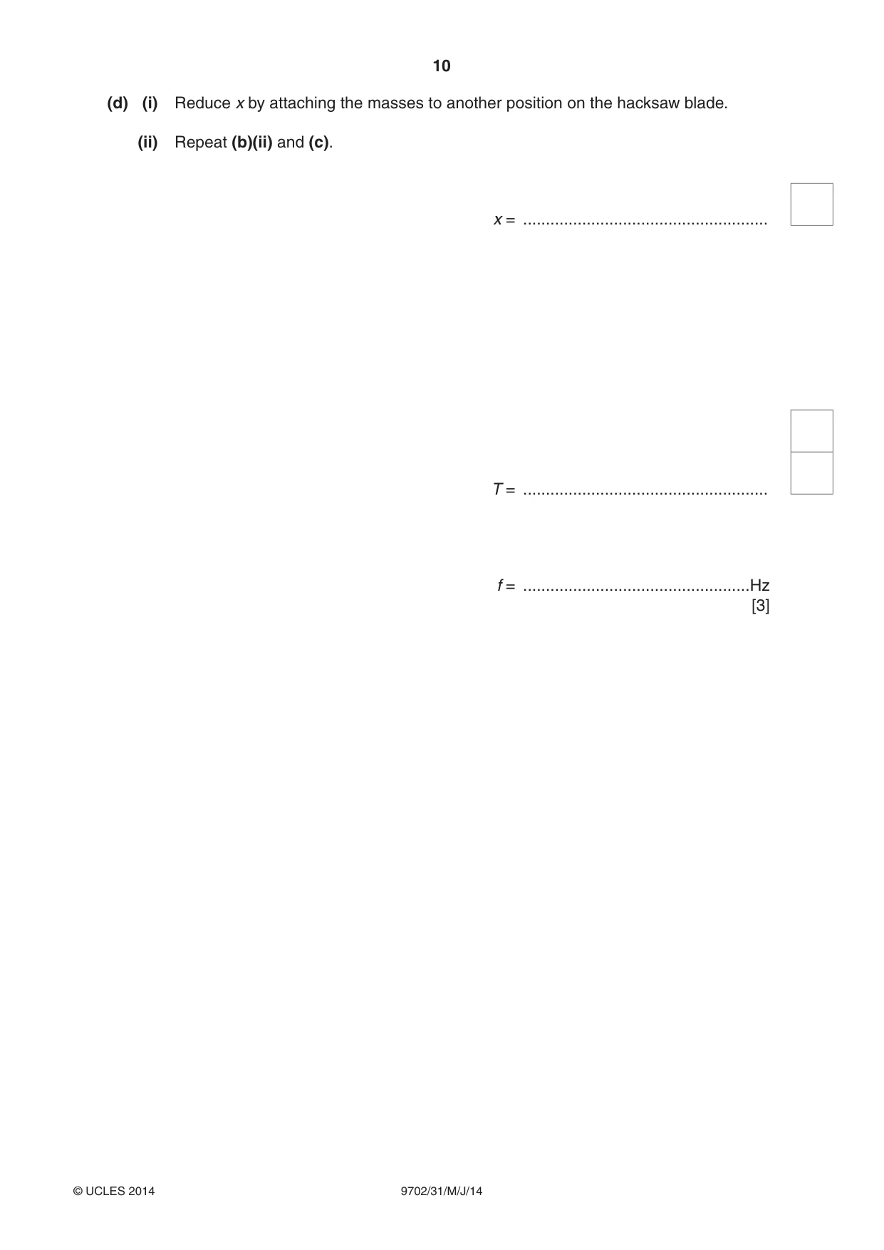 Cambridge A Level Physics 9702 2014 May/June Paper 3 · Variant 1 question paper, page 10 of 12