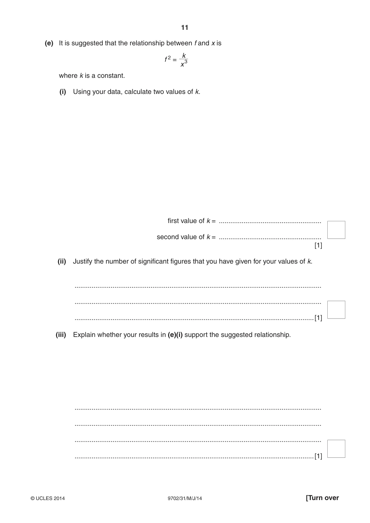 Cambridge A Level Physics 9702 2014 May/June Paper 3 · Variant 1 question paper, page 11 of 12