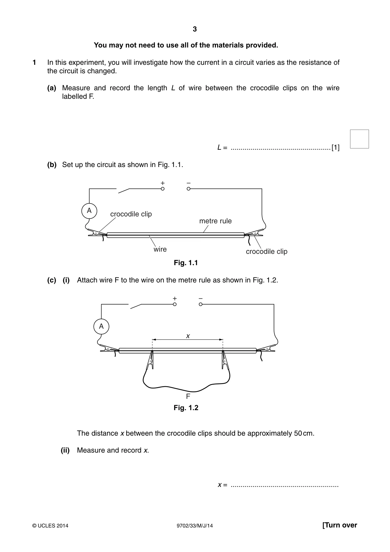 Cambridge A Level Physics 9702 2014 May/June Paper 3 · Variant 3 question paper, page 3 of 12