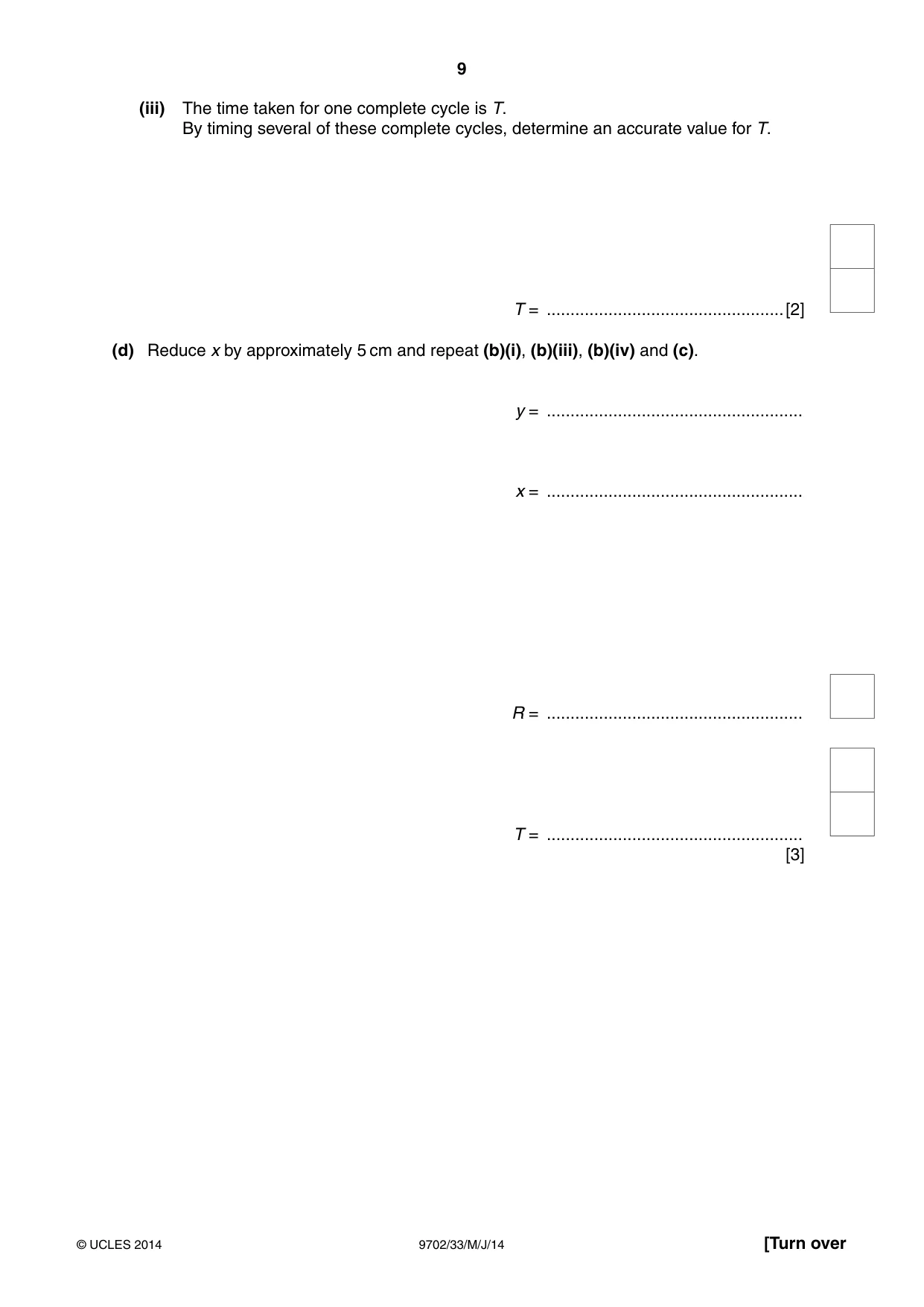 Cambridge A Level Physics 9702 2014 May/June Paper 3 · Variant 3 question paper, page 9 of 12