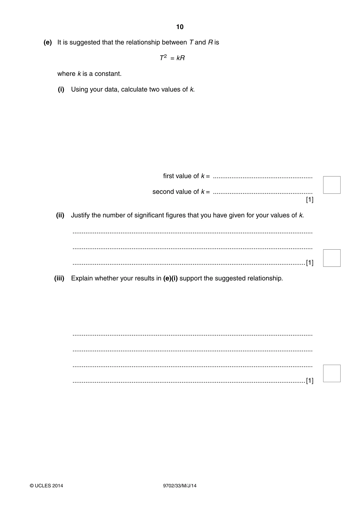 Cambridge A Level Physics 9702 2014 May/June Paper 3 · Variant 3 question paper, page 10 of 12