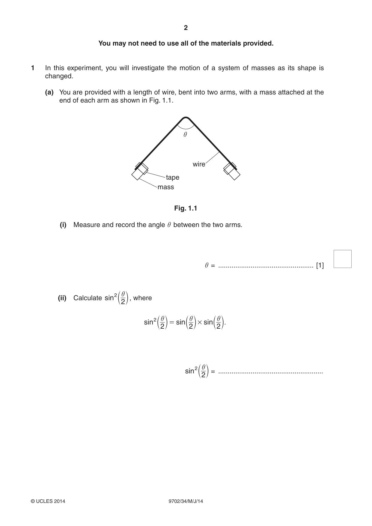 Cambridge A Level Physics 9702 2014 May/June Paper 3 · Variant 4 question paper, page 2 of 12