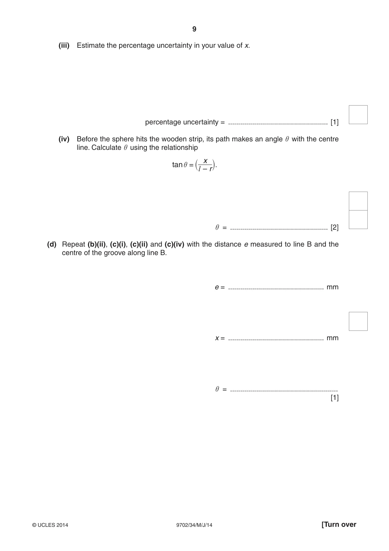 Cambridge A Level Physics 9702 2014 May/June Paper 3 · Variant 4 question paper, page 9 of 12