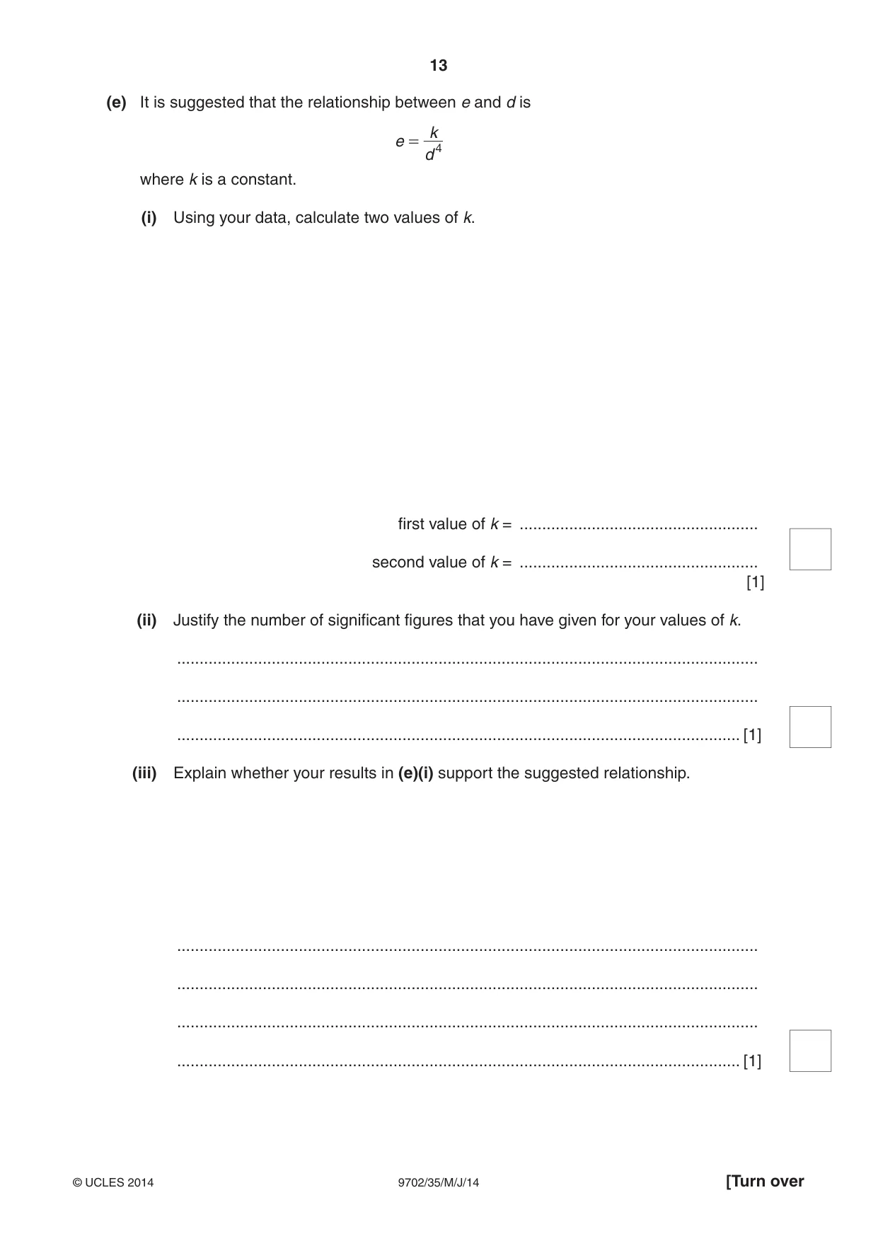 Cambridge A Level Physics 9702 2014 May/June Paper 3 · Variant 5 question paper, page 13 of 16