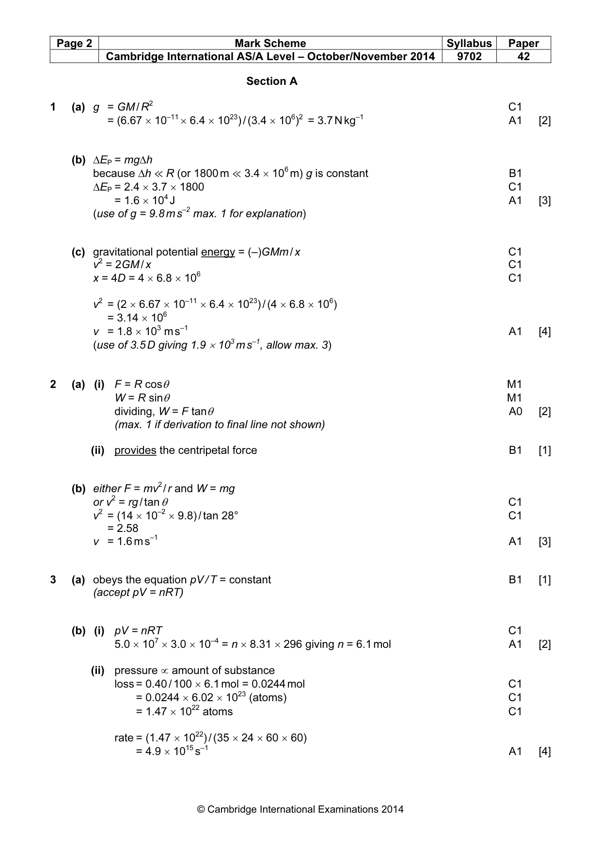 Mark scheme, page 2 of 6