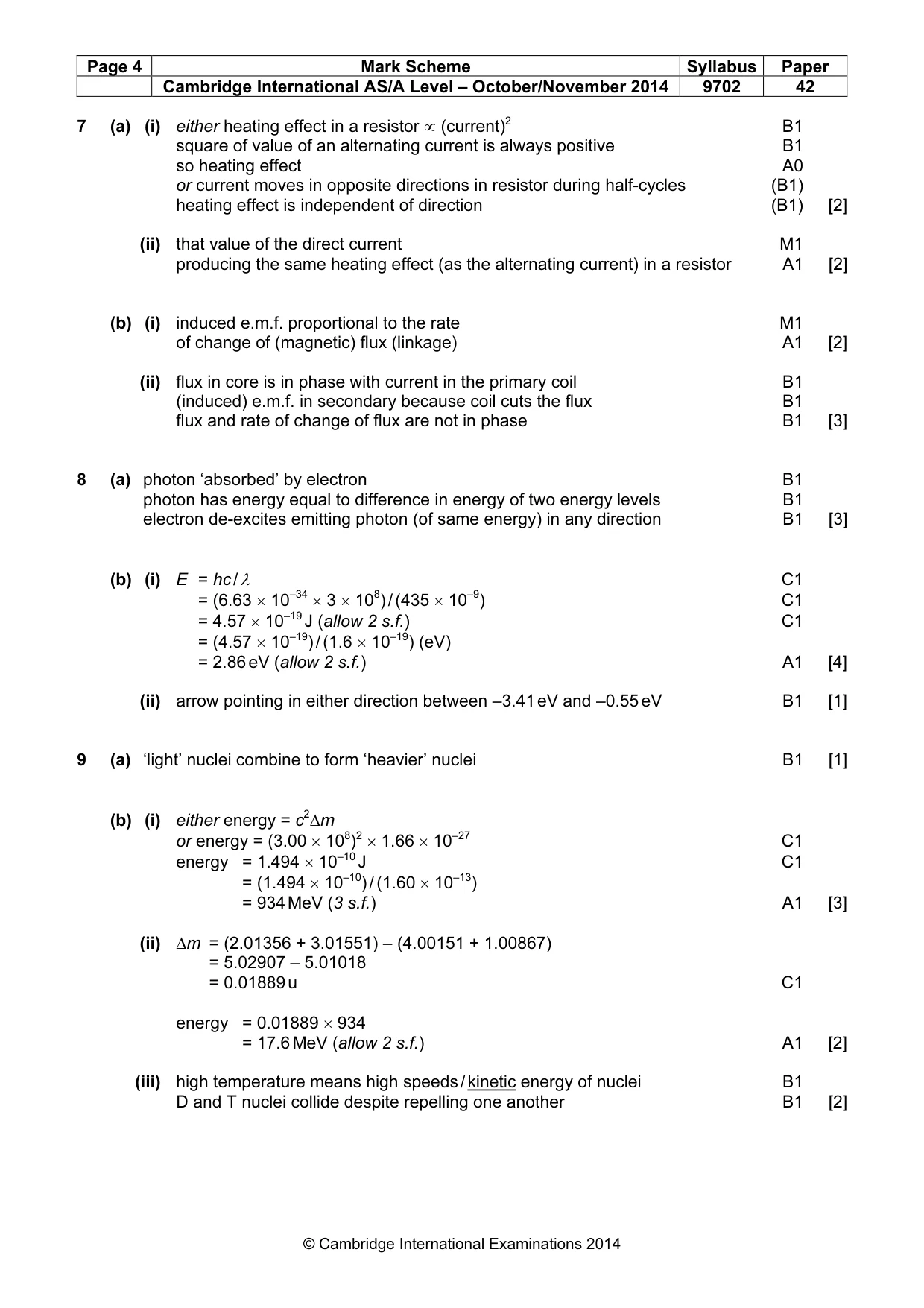 Mark scheme, page 4 of 6