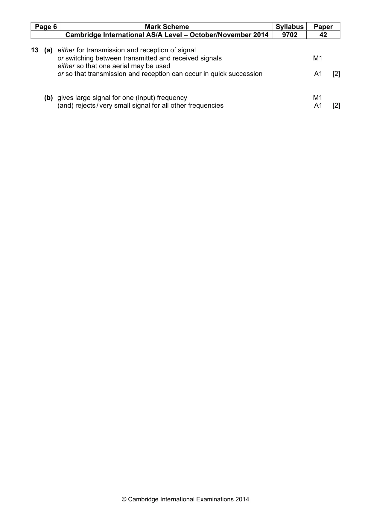 Mark scheme, page 6 of 6