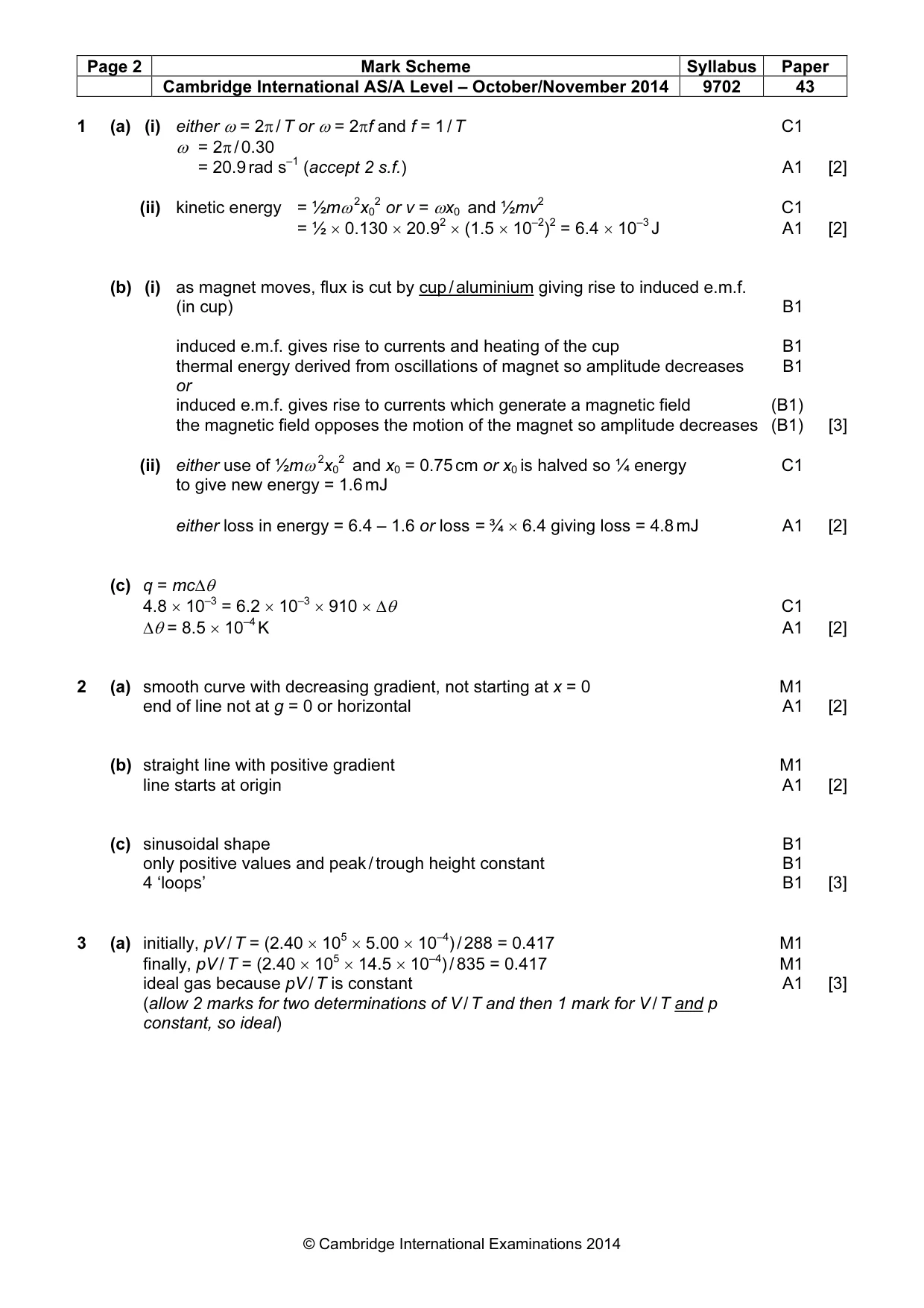 Mark scheme, page 2 of 6