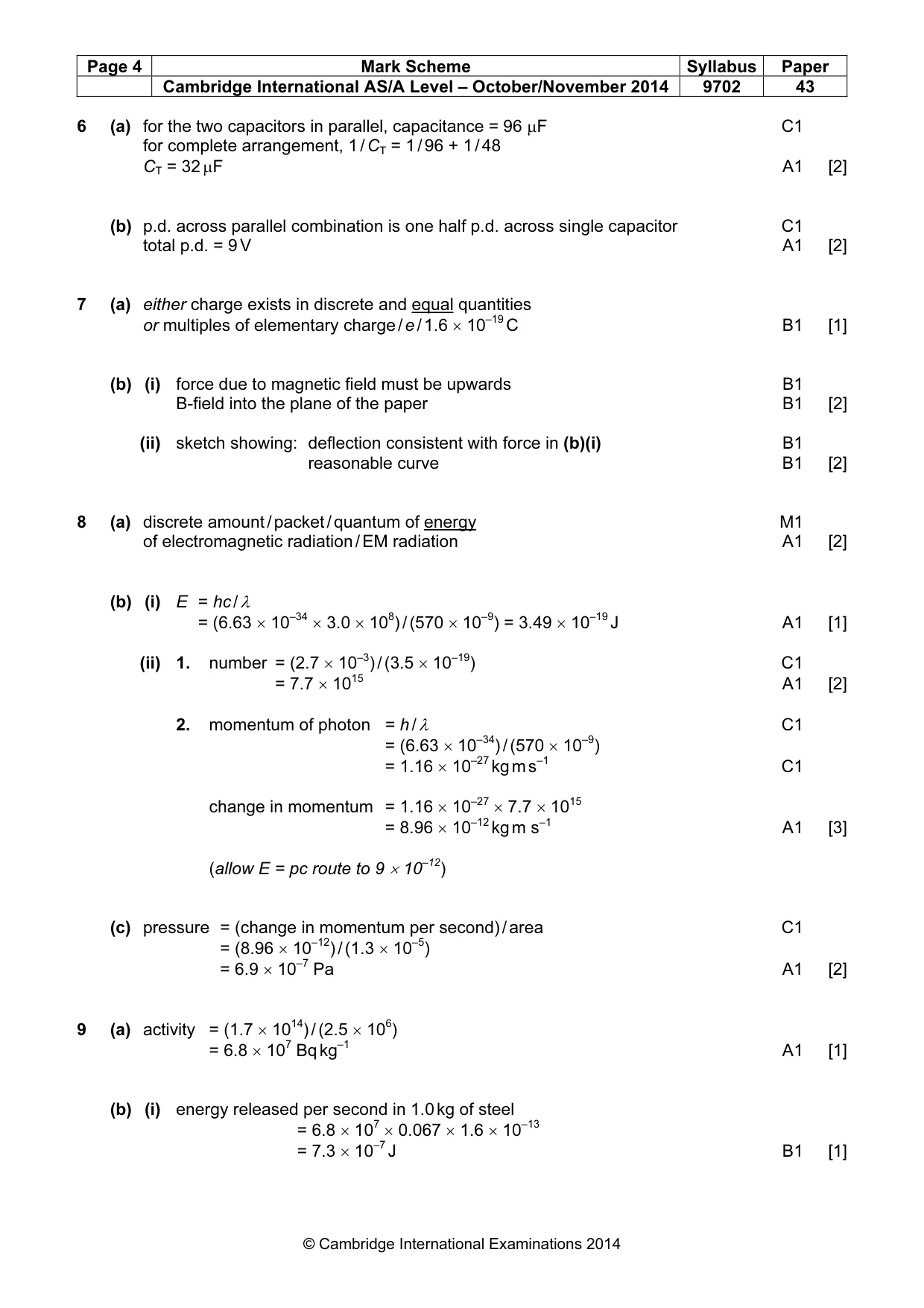 Mark scheme, page 4 of 6