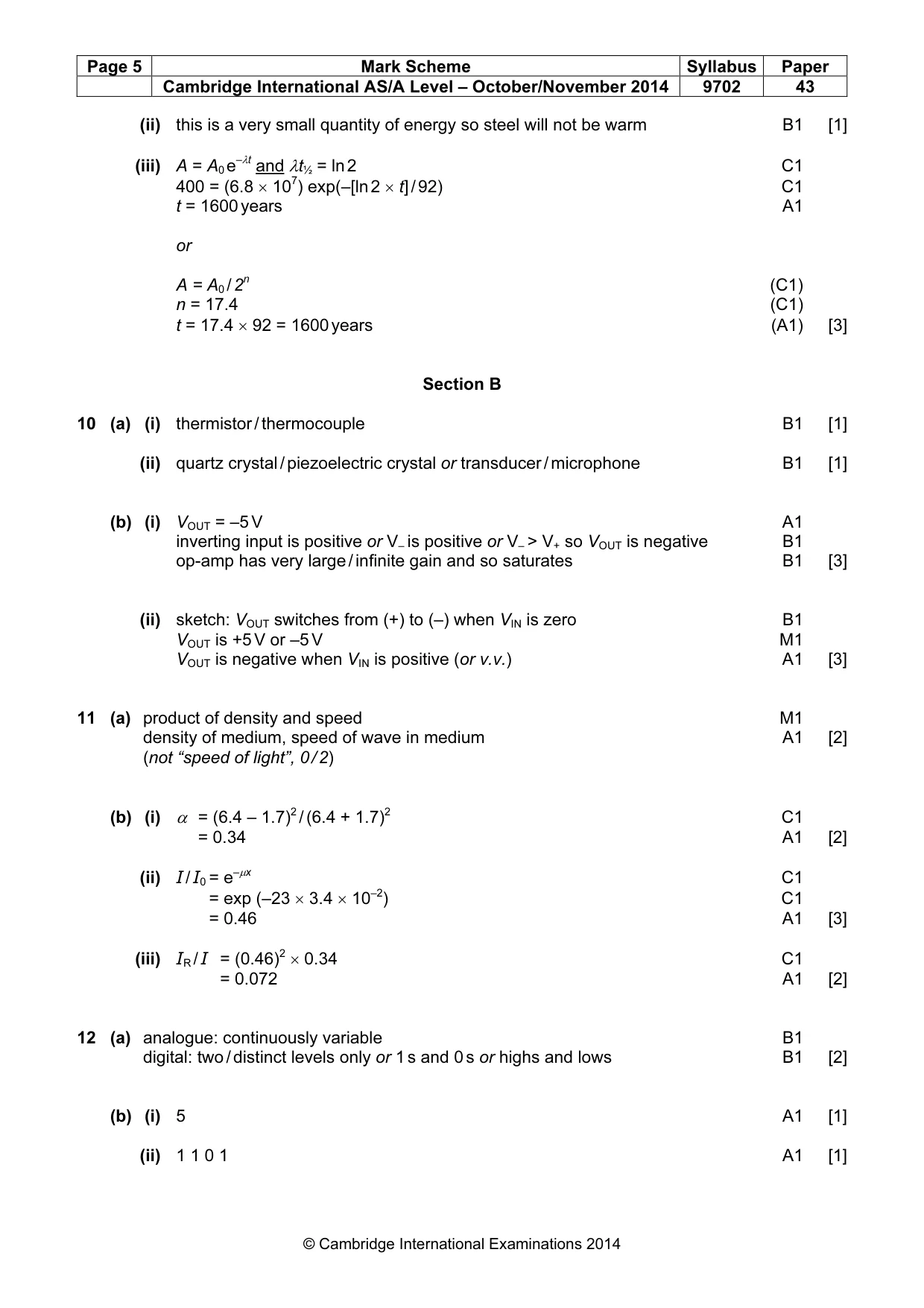 Mark scheme, page 5 of 6