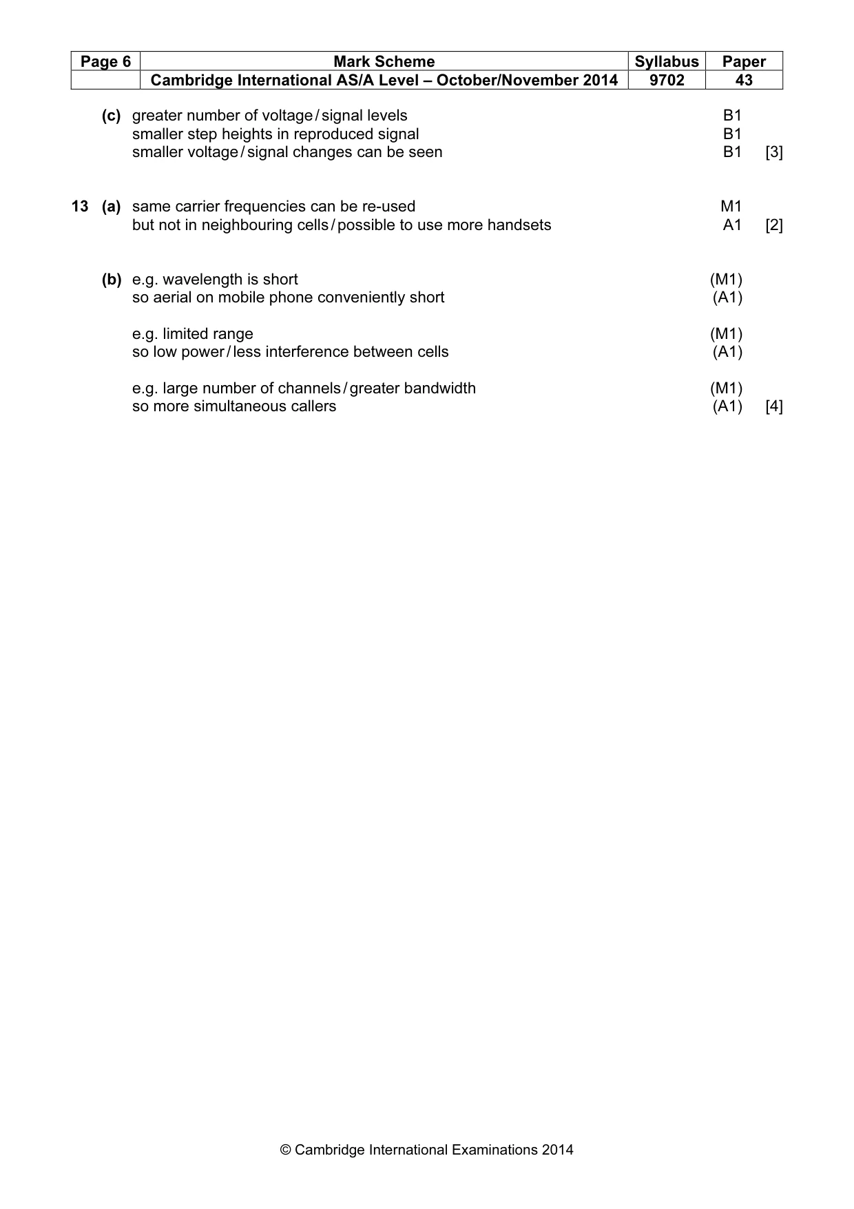 Mark scheme, page 6 of 6