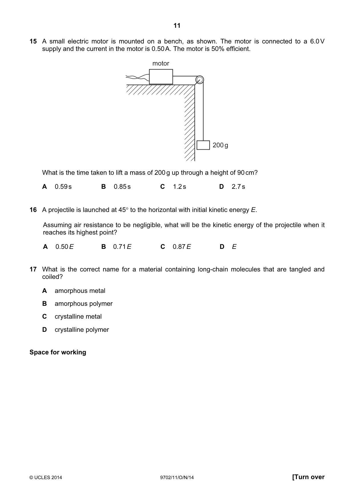 Cambridge A Level Physics 9702 2014 Oct/Nov Paper 1 · Variant 1 question paper, page 11 of 28