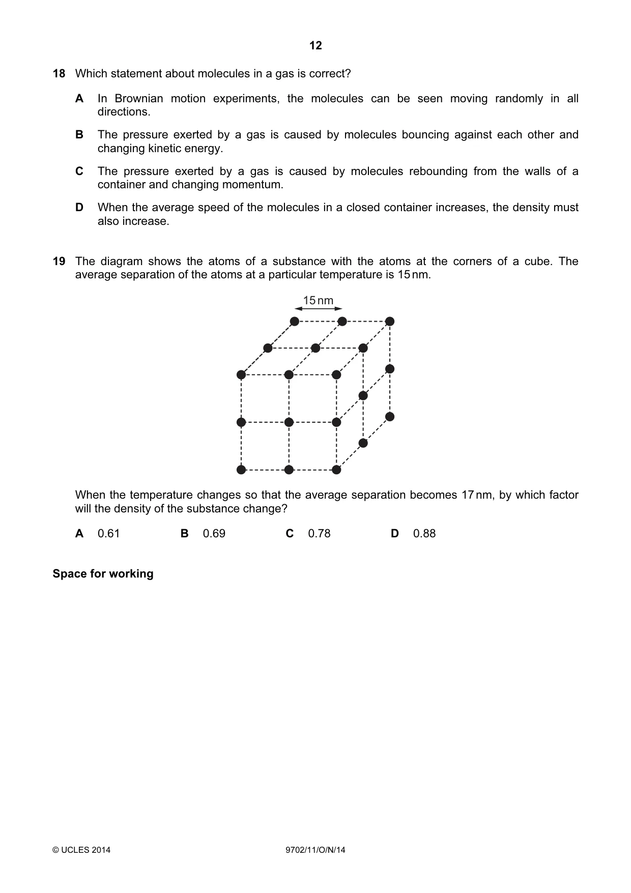Cambridge A Level Physics 9702 2014 Oct/Nov Paper 1 · Variant 1 question paper, page 12 of 28