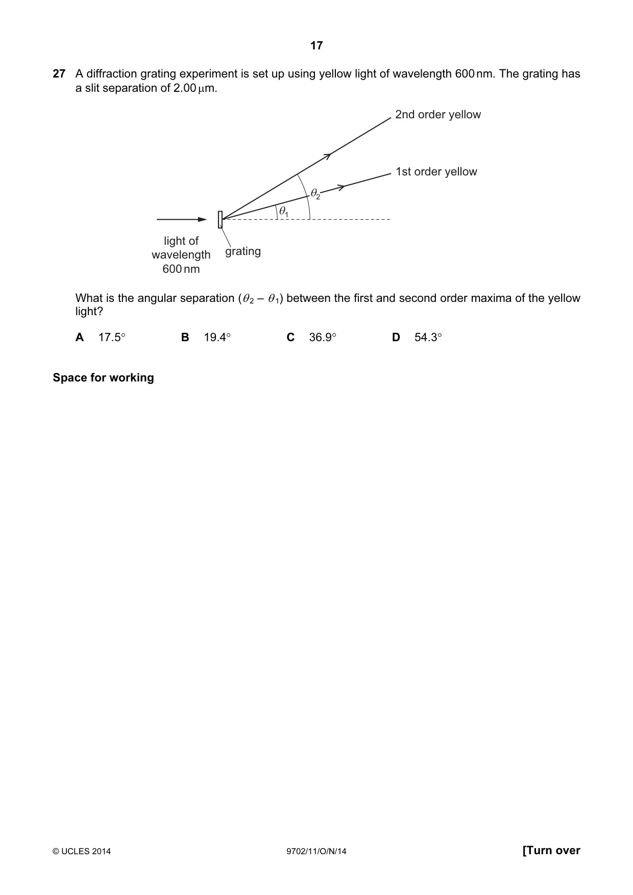 Cambridge A Level Physics 9702 2014 Oct/Nov Paper 1 · Variant 1 question paper, page 17 of 28