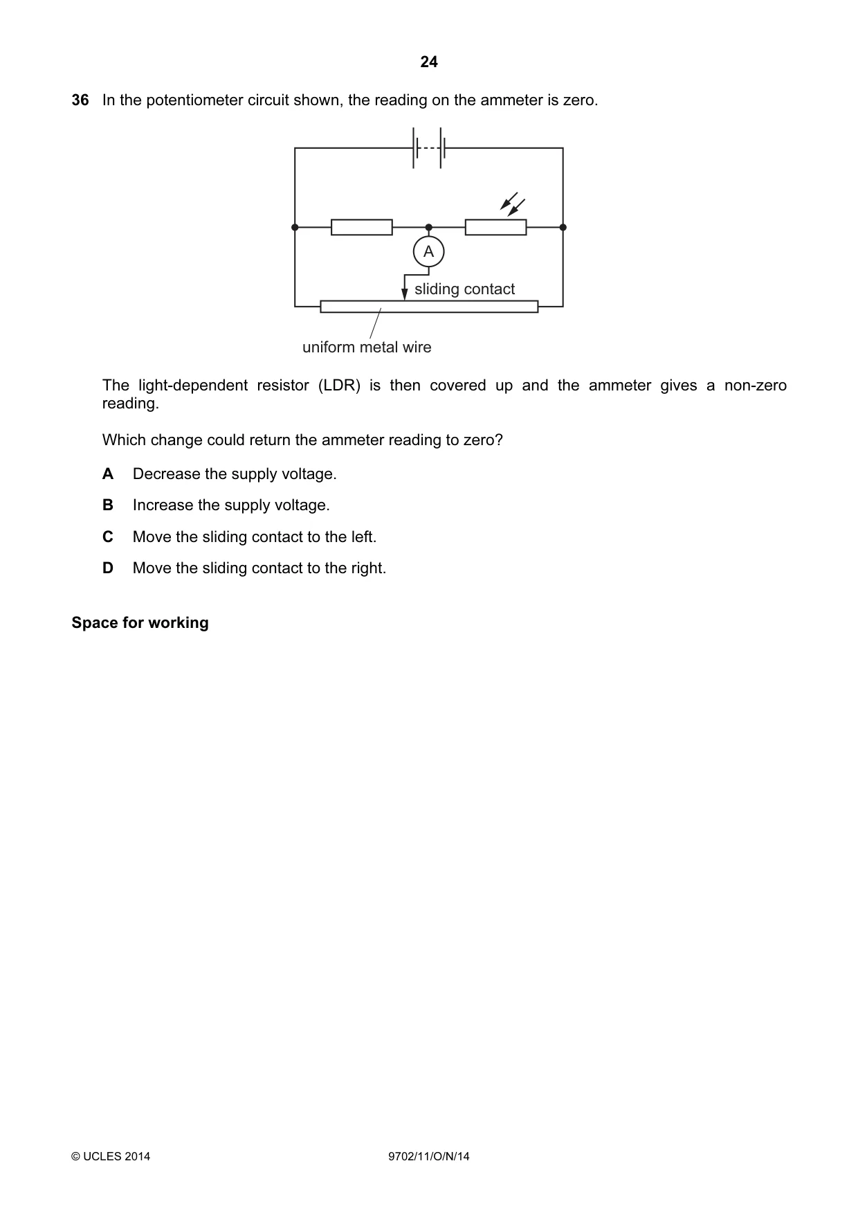 Cambridge A Level Physics 9702 2014 Oct/Nov Paper 1 · Variant 1 question paper, page 24 of 28
