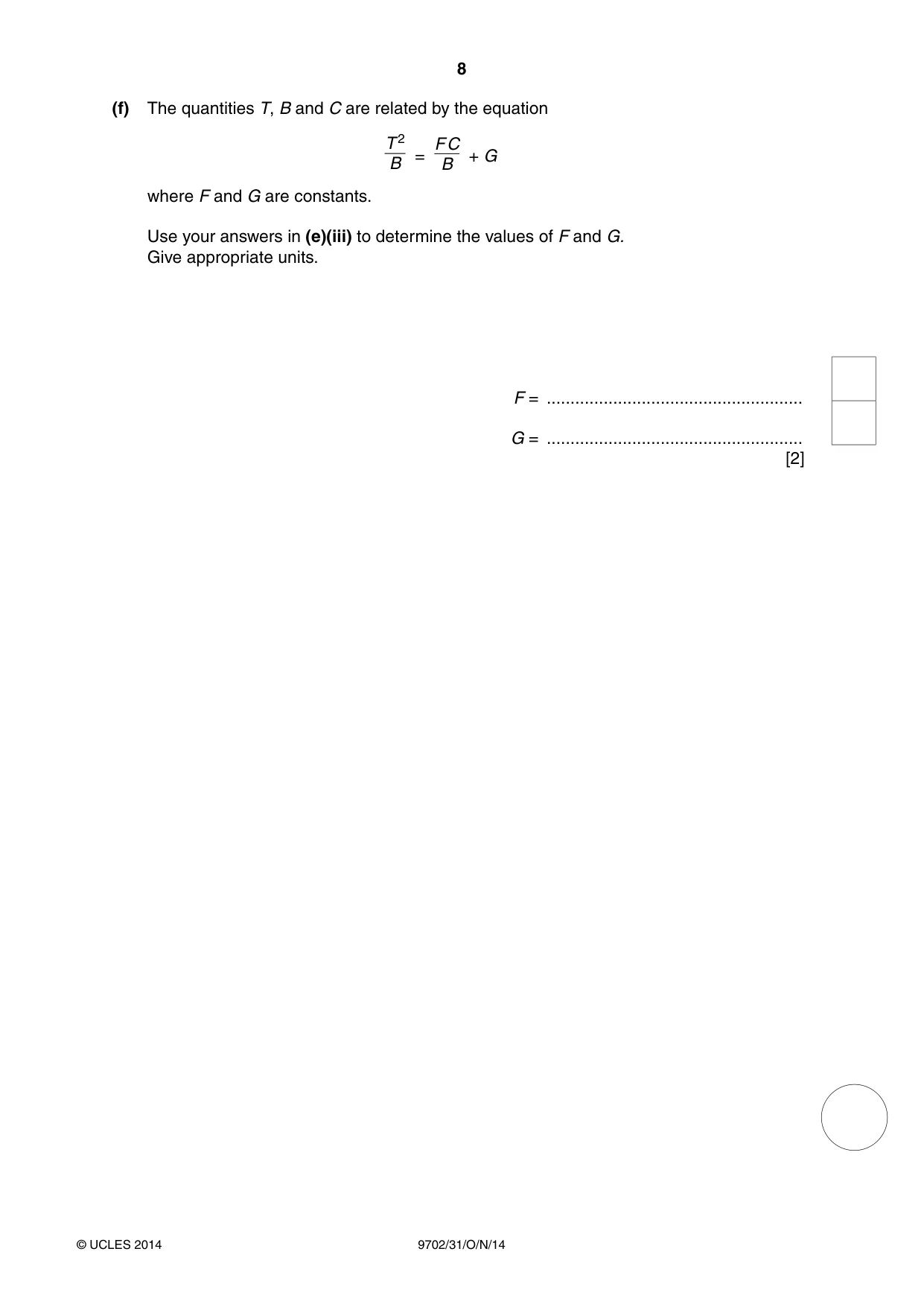 Cambridge A Level Physics 9702 2014 Oct/Nov Paper 3 · Variant 1 question paper, page 8 of 12