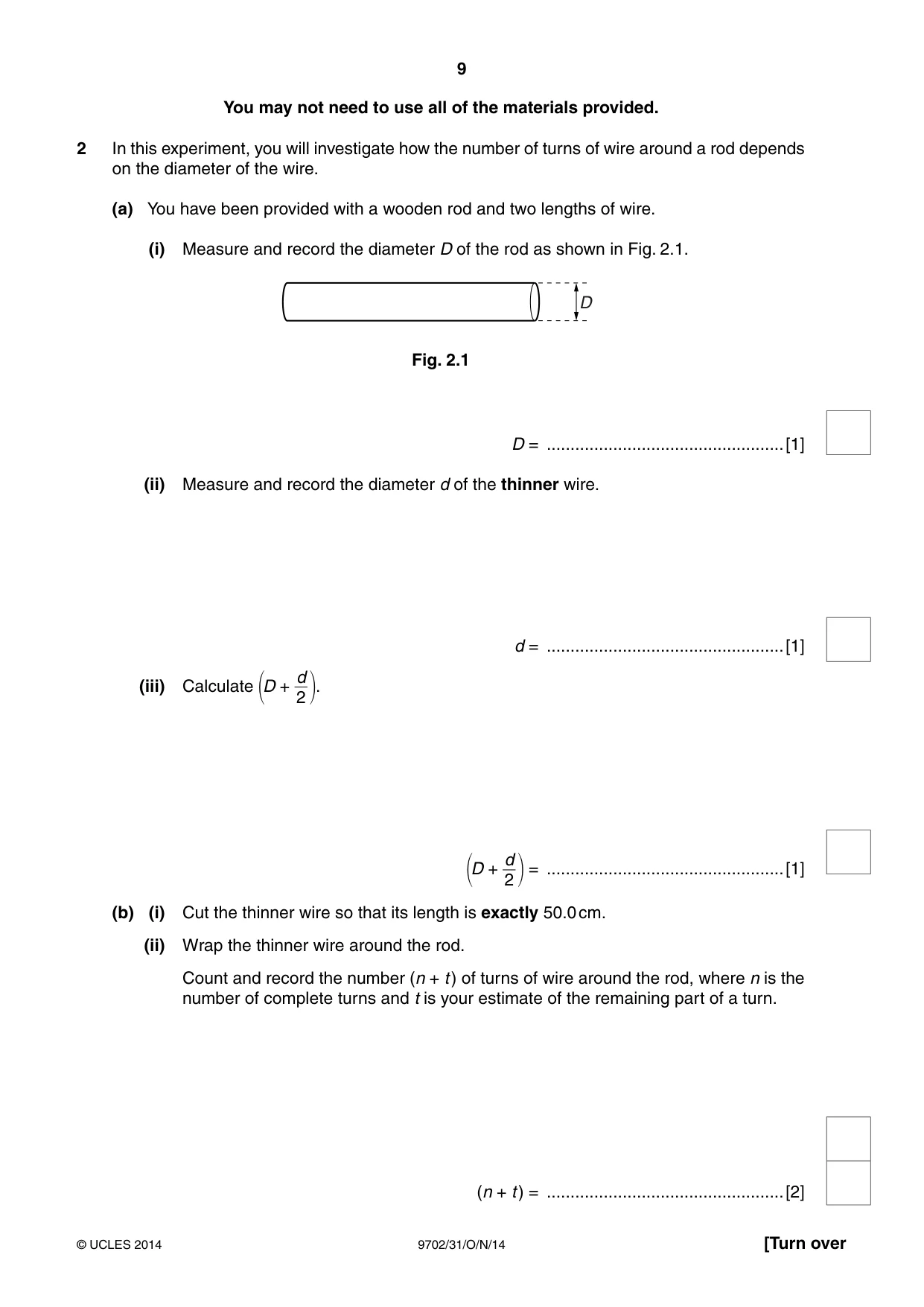 Cambridge A Level Physics 9702 2014 Oct/Nov Paper 3 · Variant 1 question paper, page 9 of 12