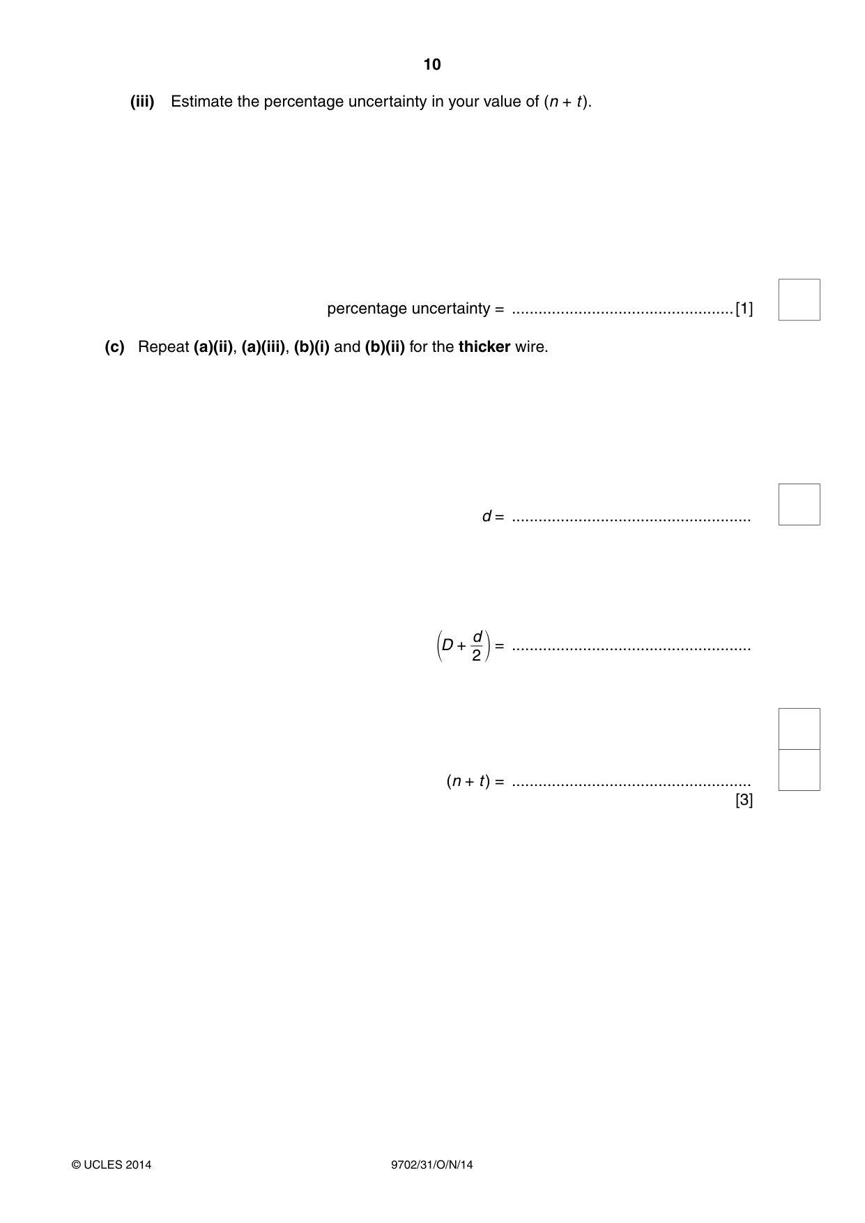 Cambridge A Level Physics 9702 2014 Oct/Nov Paper 3 · Variant 1 question paper, page 10 of 12