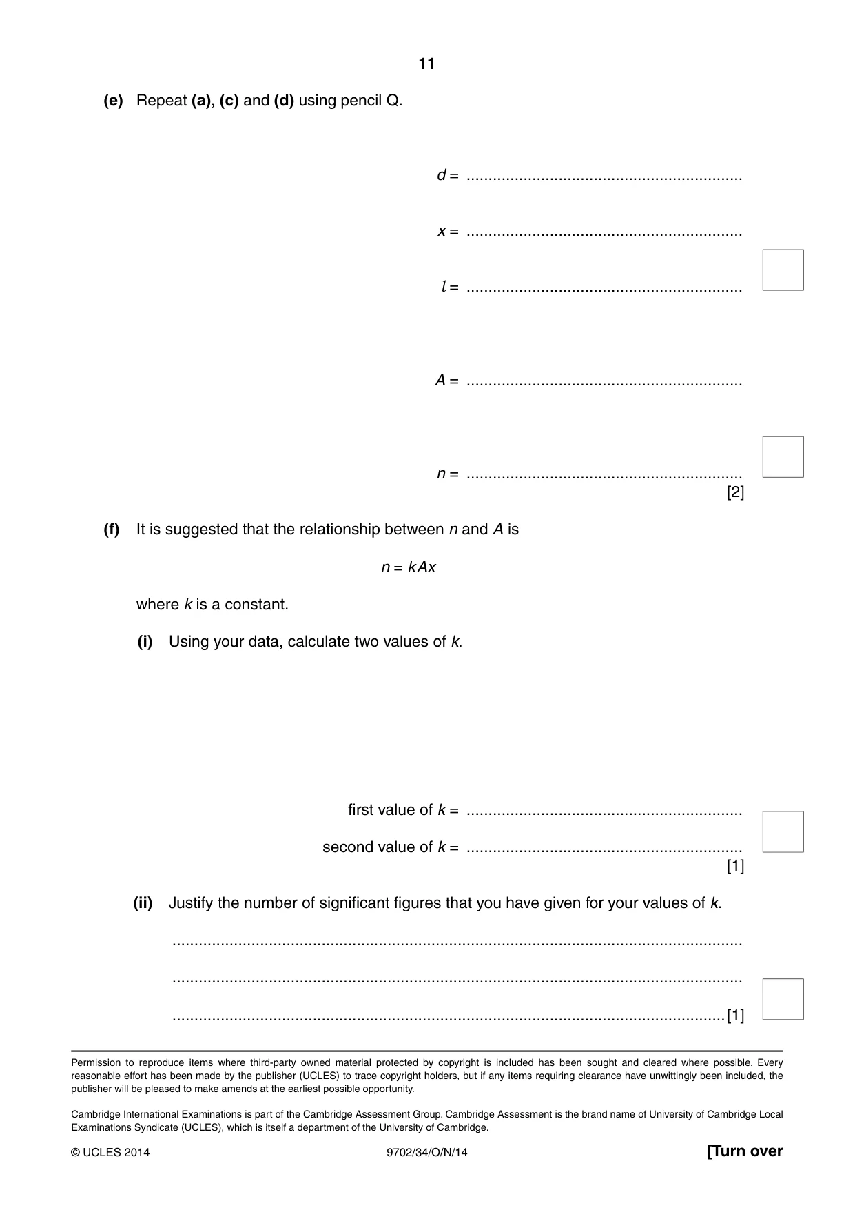 Cambridge A Level Physics 9702 2014 Oct/Nov Paper 3 · Variant 4 question paper, page 11 of 12