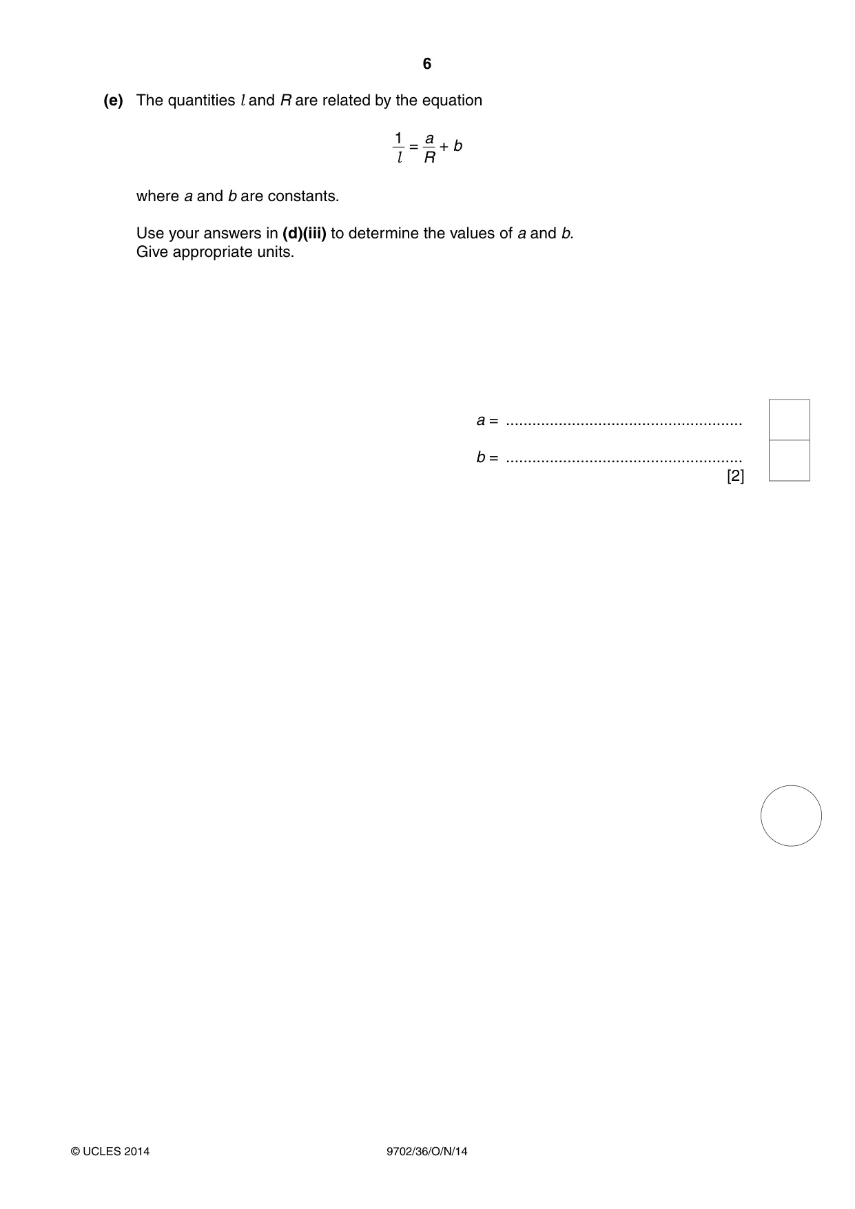 Cambridge A Level Physics 9702 2014 Oct/Nov Paper 3 · Variant 6 question paper, page 6 of 12