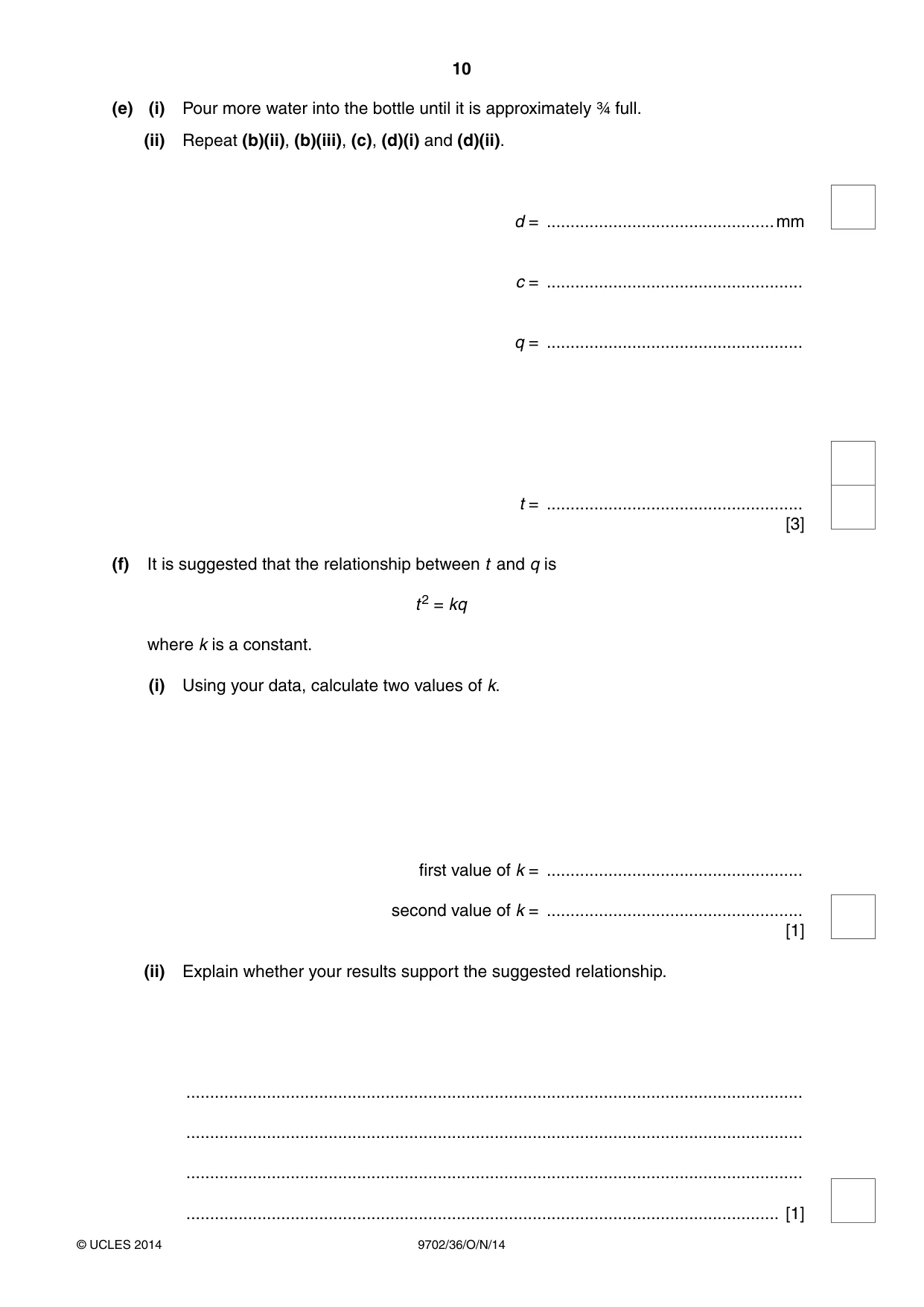 Cambridge A Level Physics 9702 2014 Oct/Nov Paper 3 · Variant 6 question paper, page 10 of 12