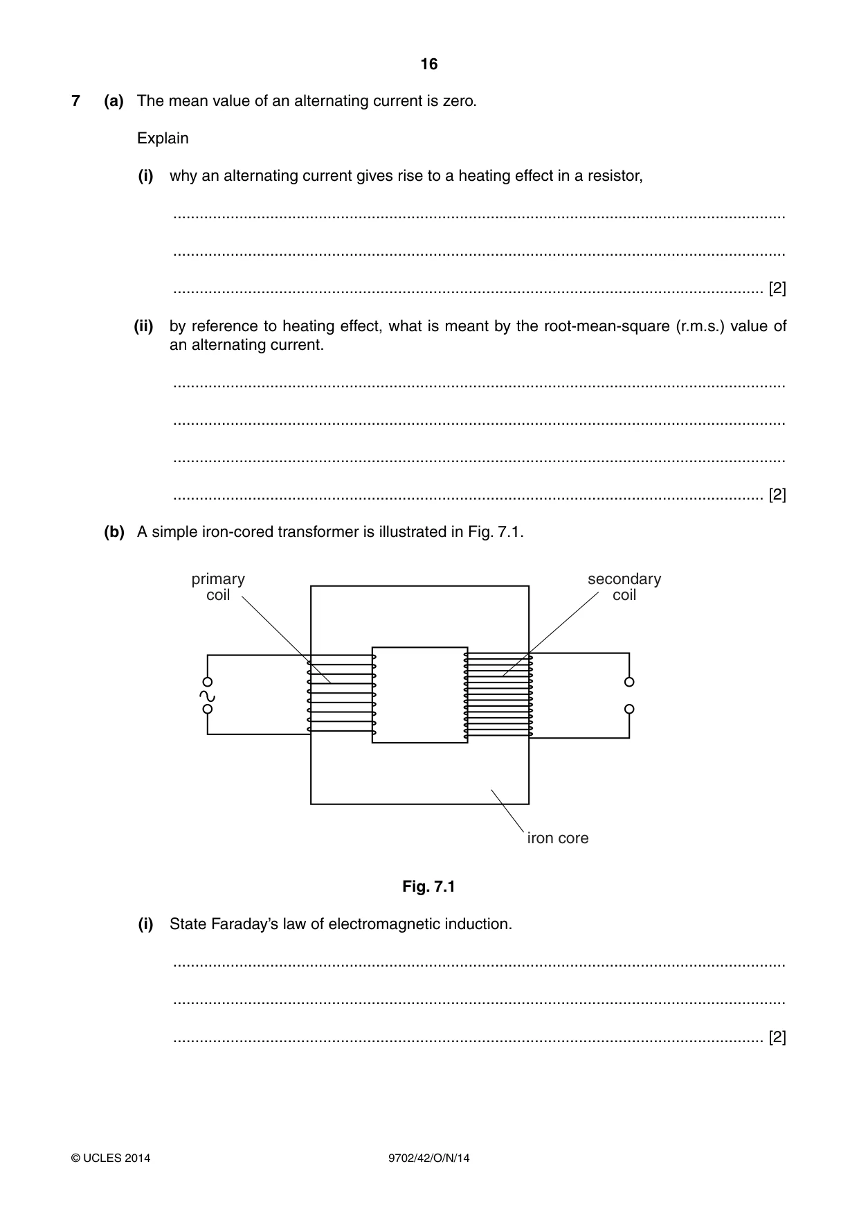 Cambridge A Level Physics 9702 2014 Oct/Nov Paper 4 · Variant 2 question paper, page 16 of 28