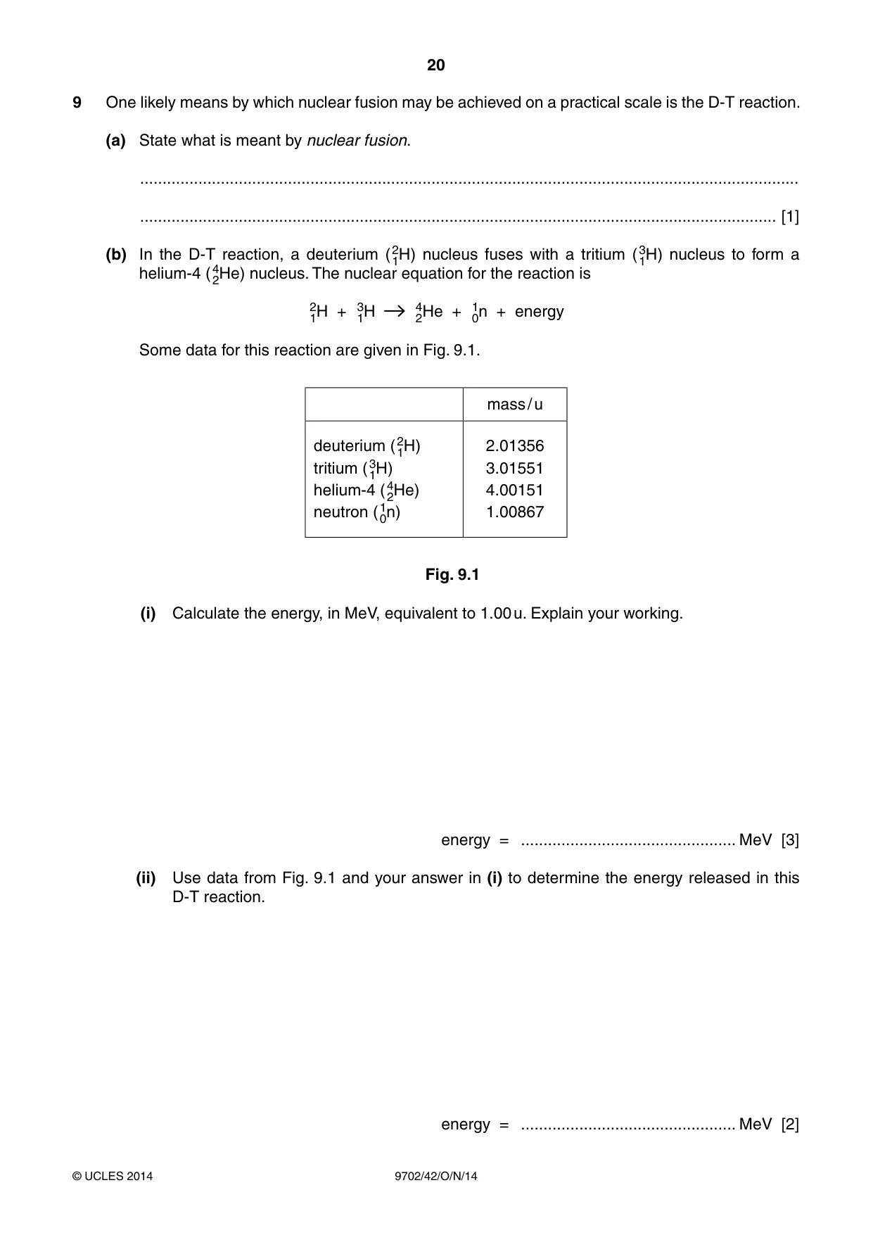 Cambridge A Level Physics 9702 2014 Oct/Nov Paper 4 · Variant 2 question paper, page 20 of 28
