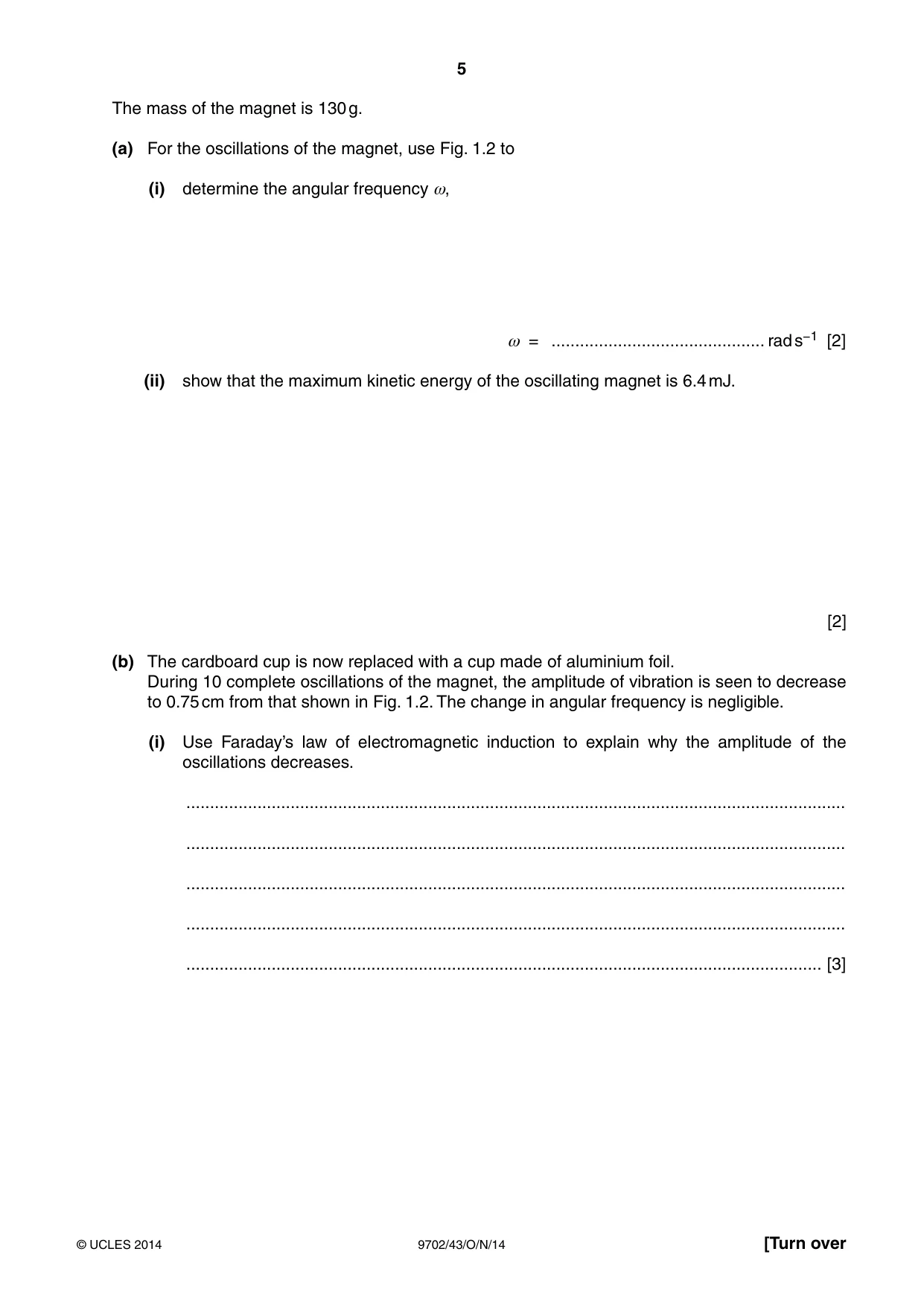 Cambridge A Level Physics 9702 2014 Oct/Nov Paper 4 · Variant 3 question paper, page 5 of 28