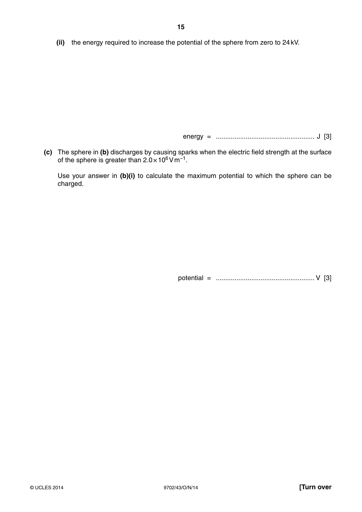 Cambridge A Level Physics 9702 2014 Oct/Nov Paper 4 · Variant 3 question paper, page 15 of 28