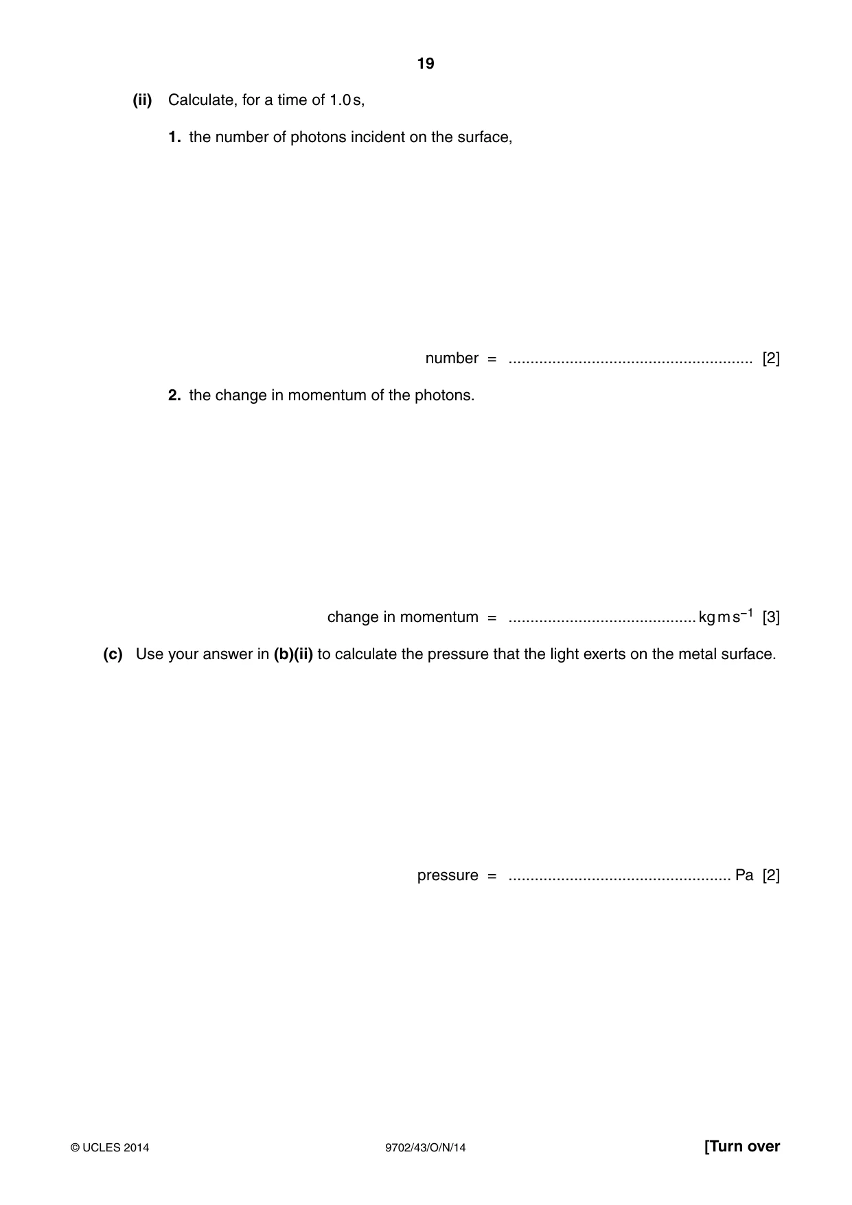 Cambridge A Level Physics 9702 2014 Oct/Nov Paper 4 · Variant 3 question paper, page 19 of 28