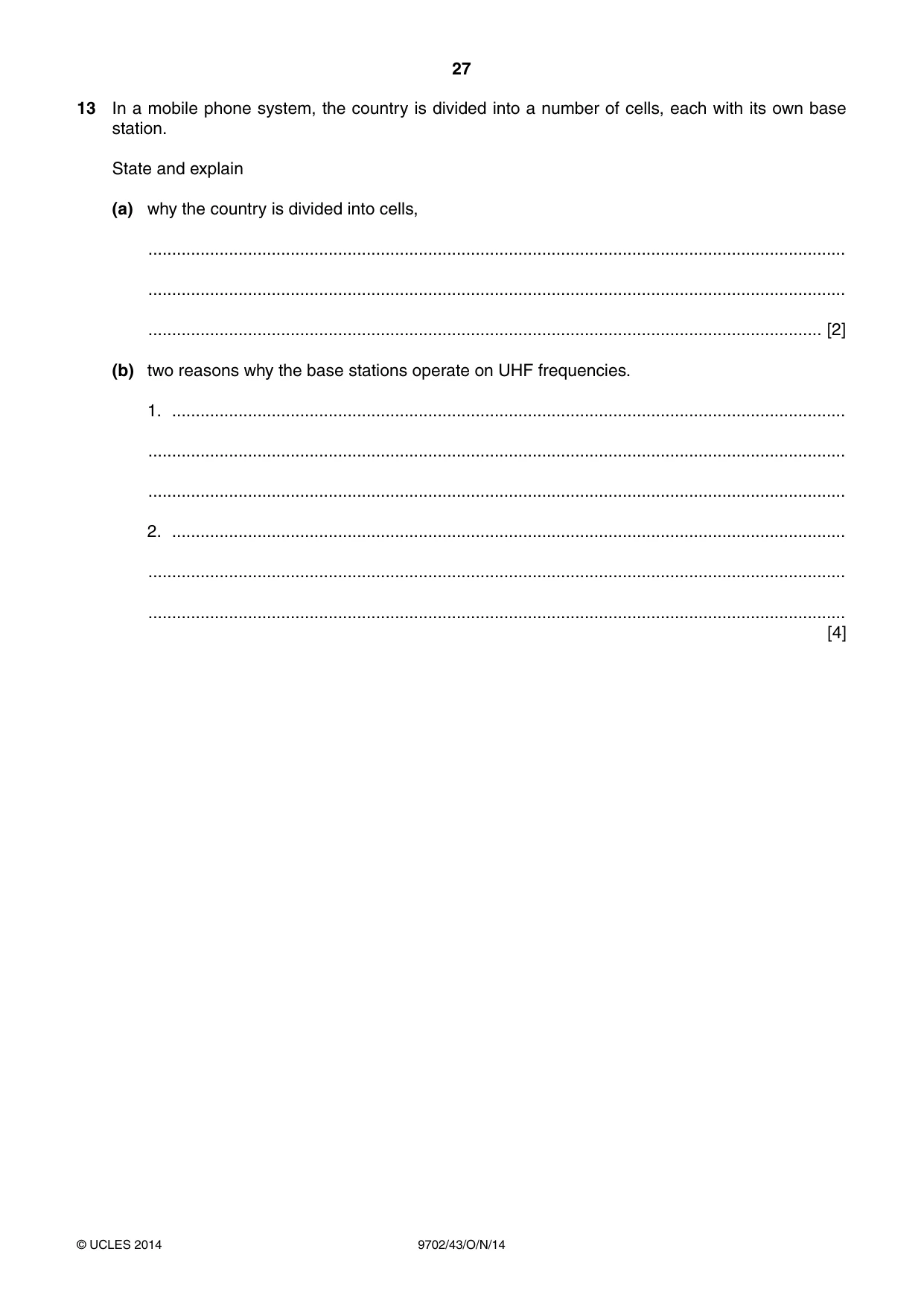 Cambridge A Level Physics 9702 2014 Oct/Nov Paper 4 · Variant 3 question paper, page 27 of 28