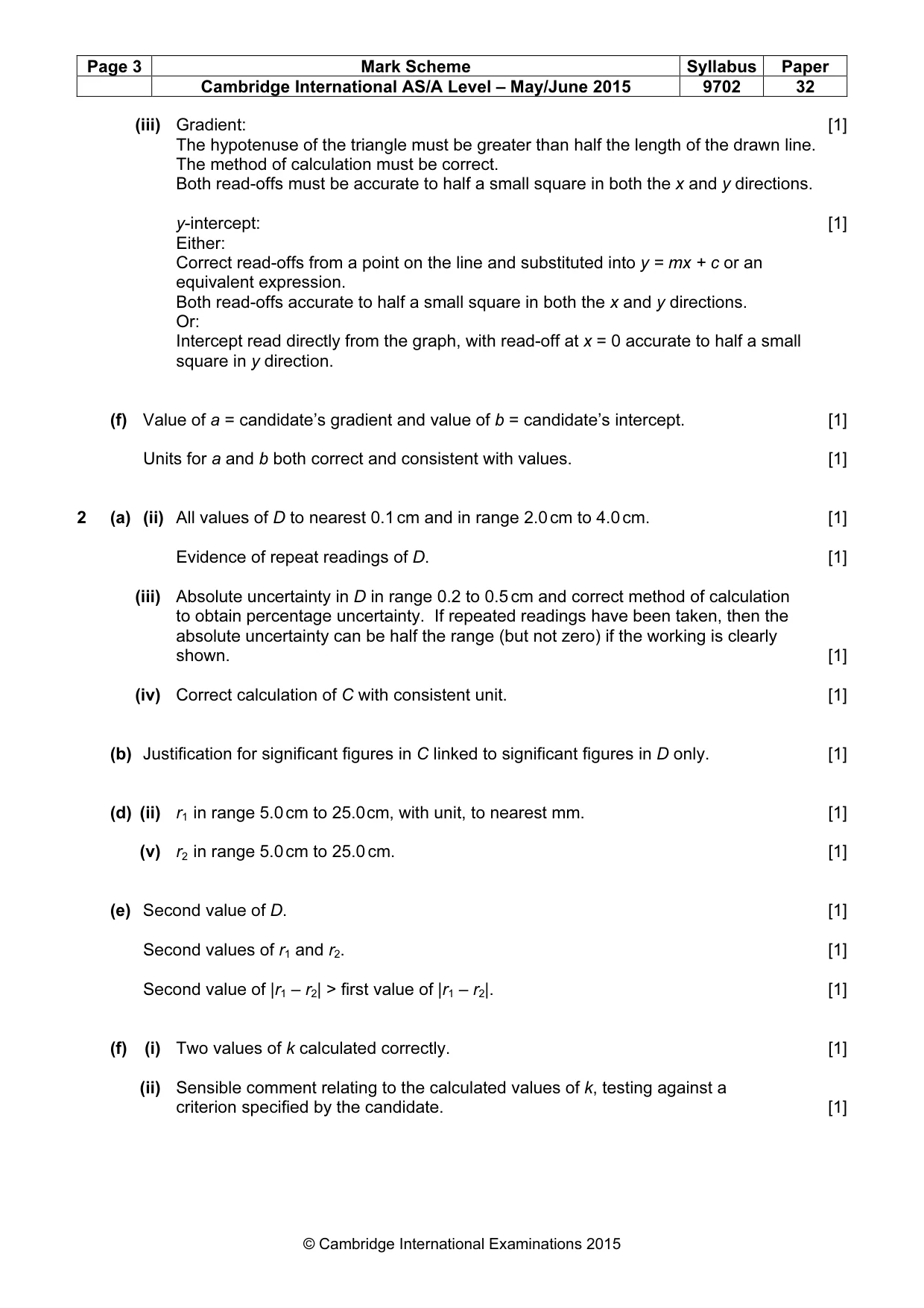 Mark scheme, page 3 of 4
