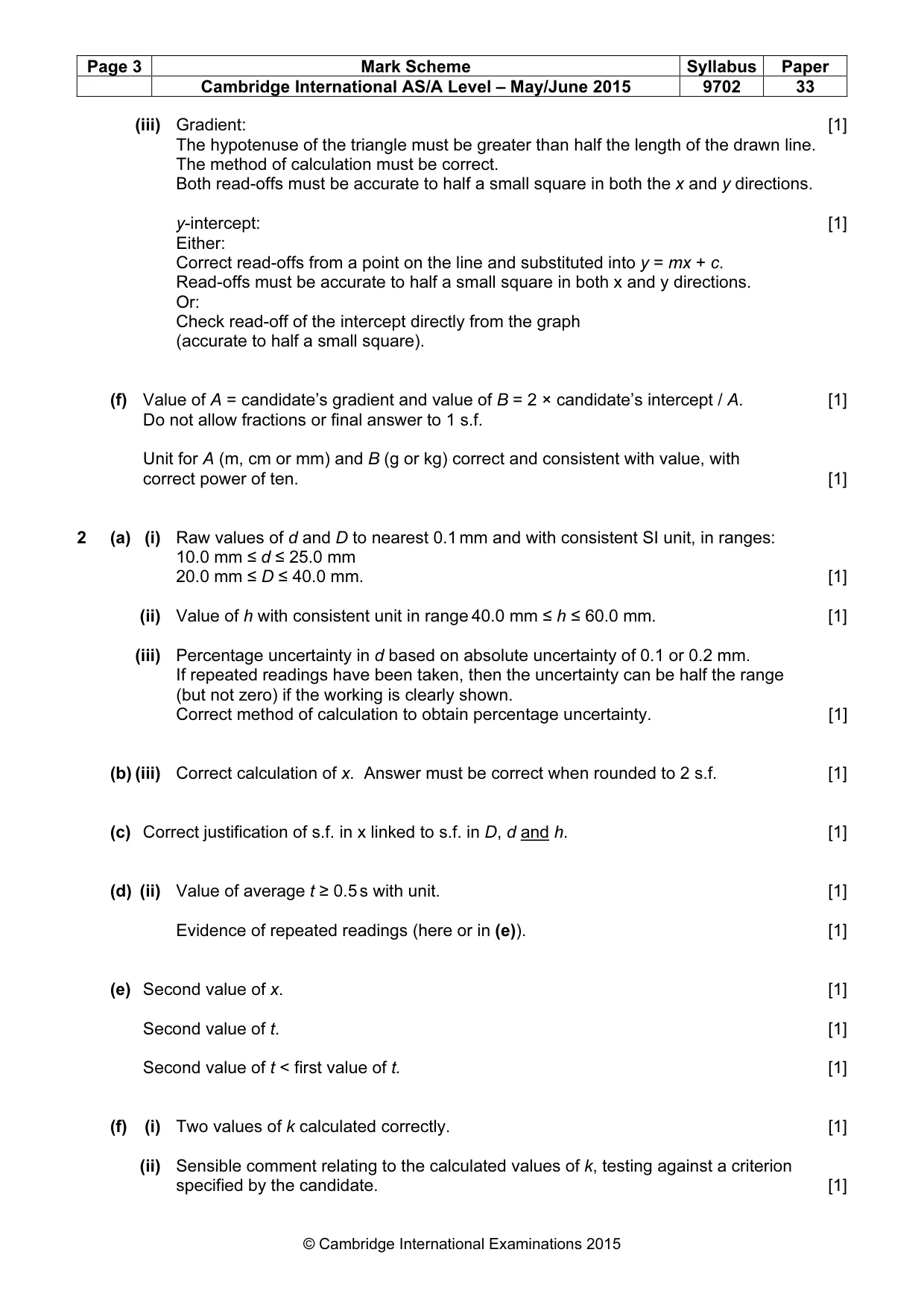Mark scheme, page 3 of 4