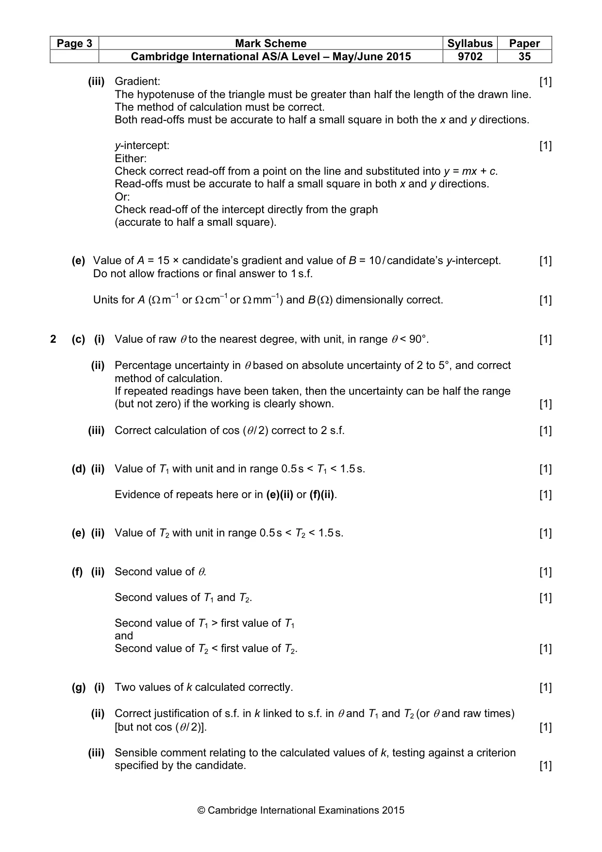 Mark scheme, page 3 of 4