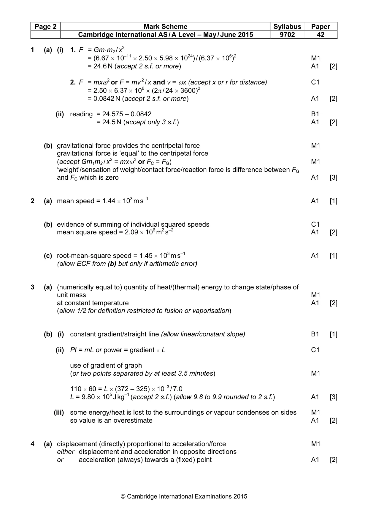 Mark scheme, page 2 of 6