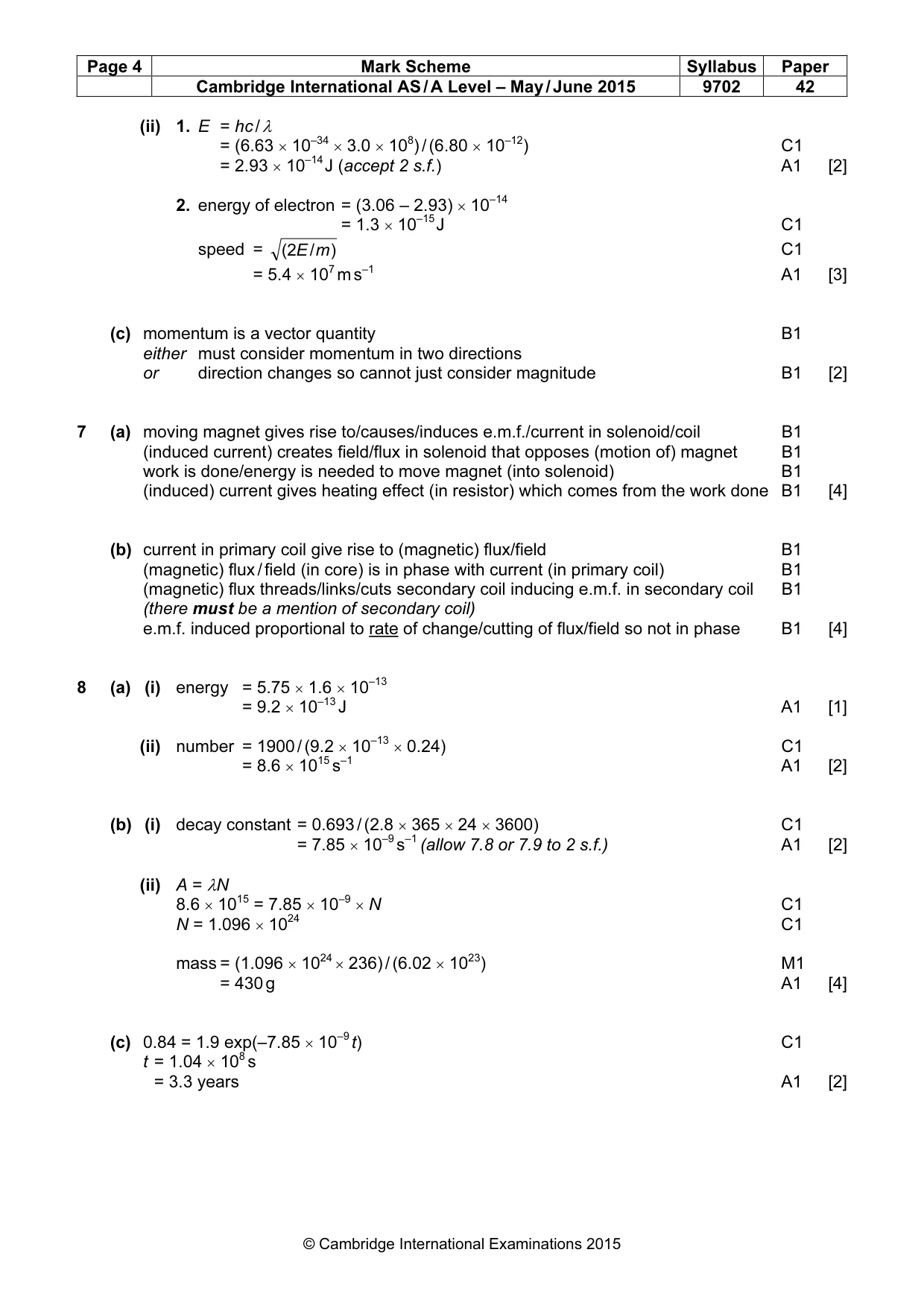 Mark scheme, page 4 of 6
